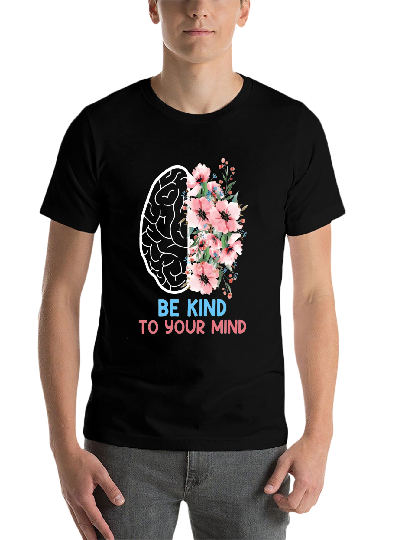 Black Be Kind To Your Mind Graphic Tee view 7