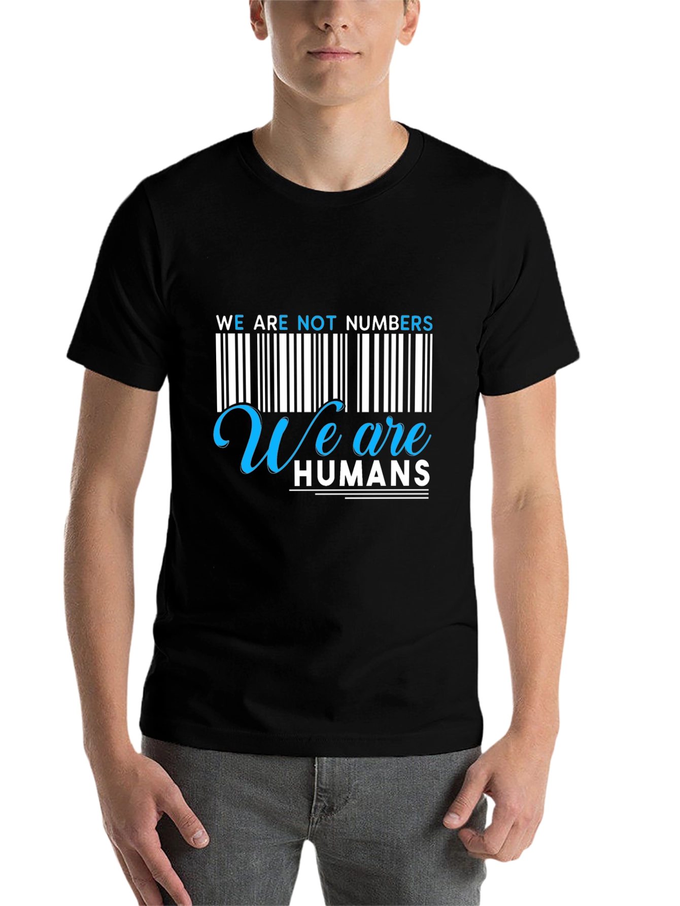 Black We Are Not Numbers, We Are Humans Graphic Tee view 7