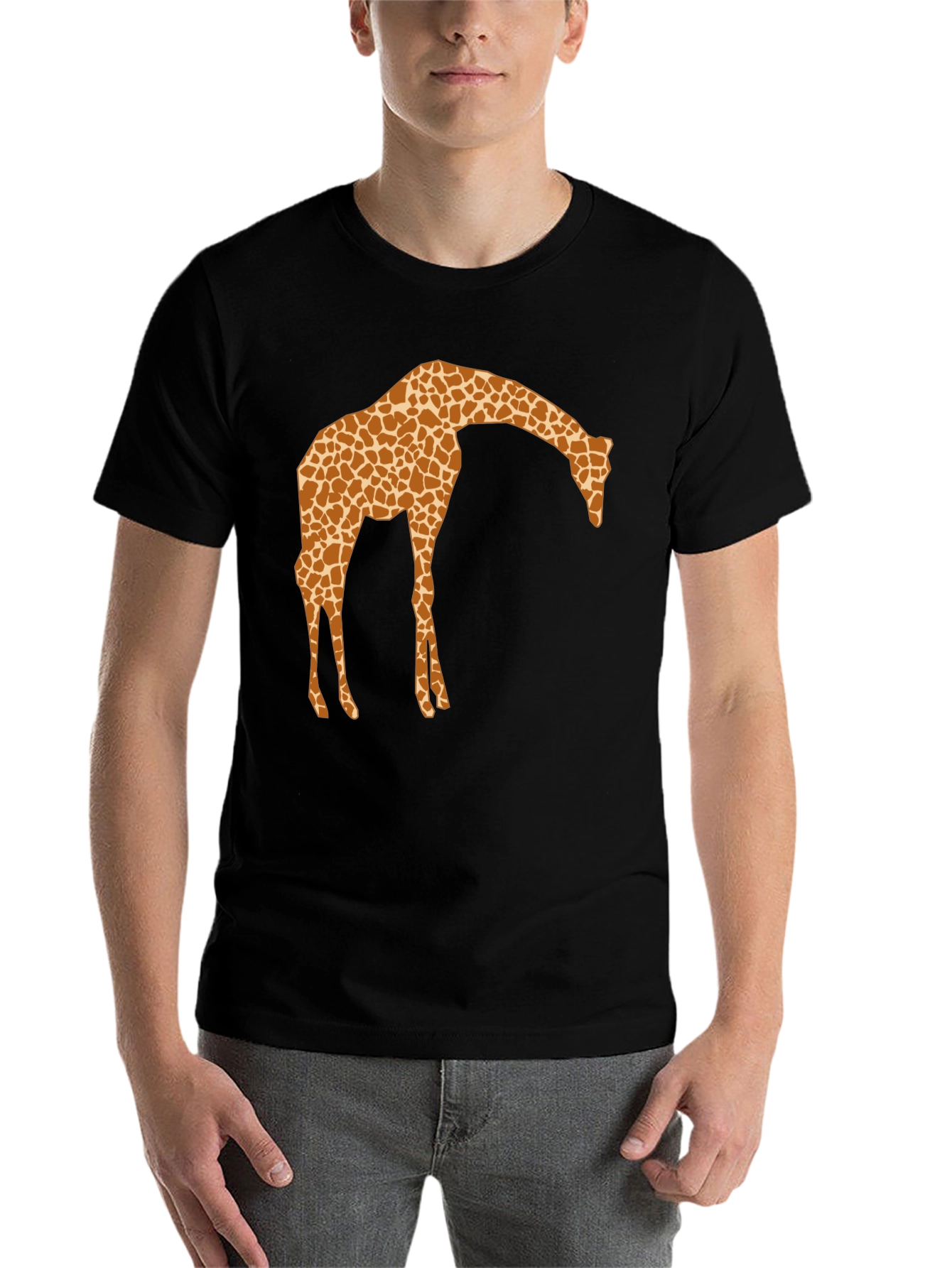 Black Giraffe Print Crew Neck T-Shirt view 7