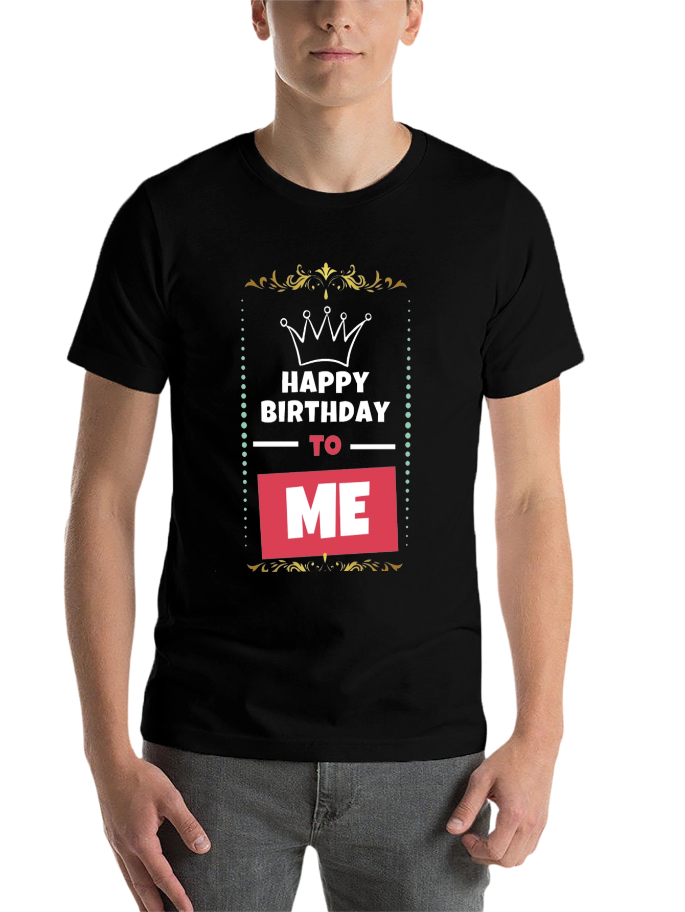 Black Happy Birthday To Me T-Shirt - Black view 7