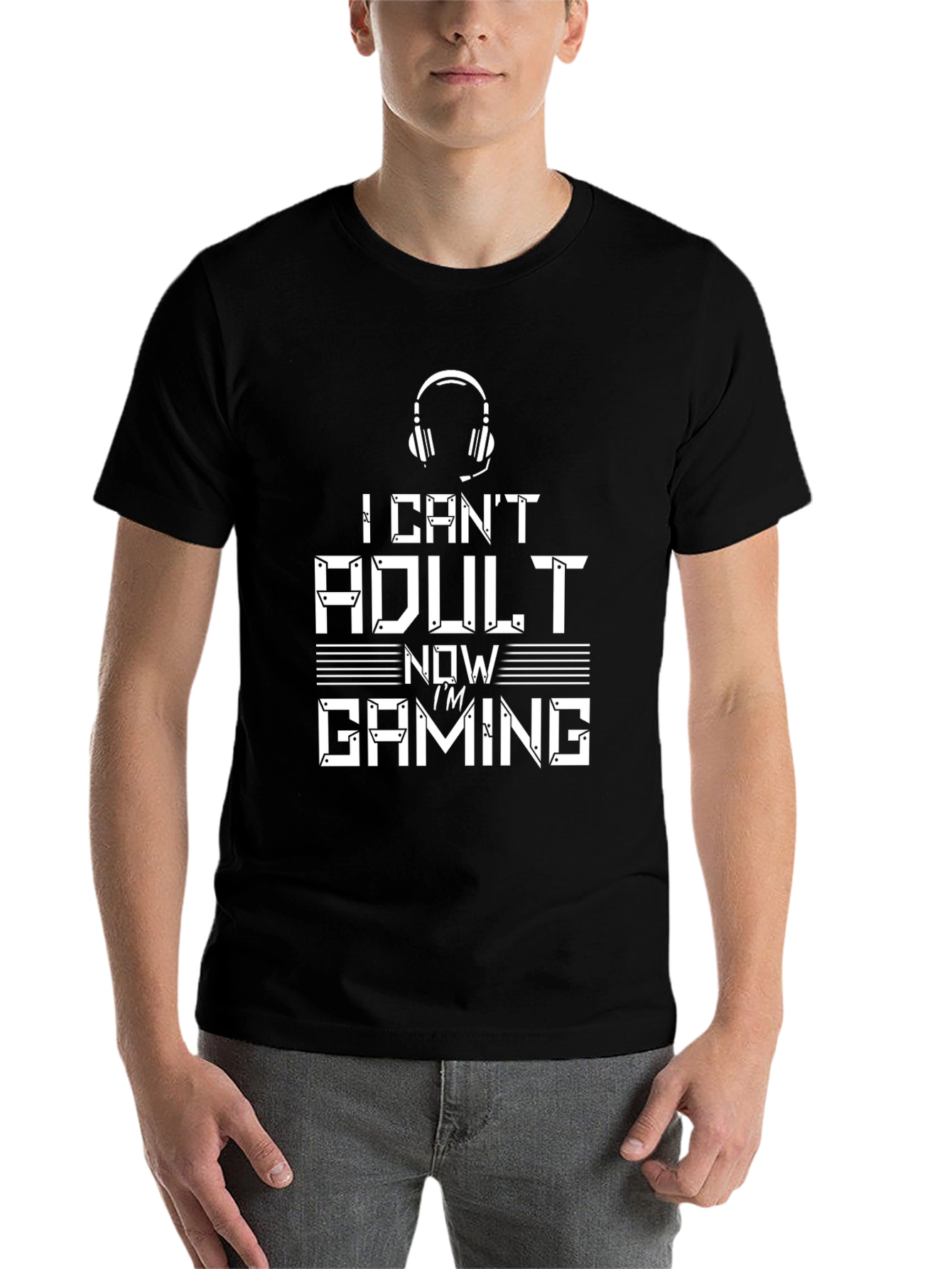 Black I Can't Adult Now I'm Gaming Black T-Shirt view 7