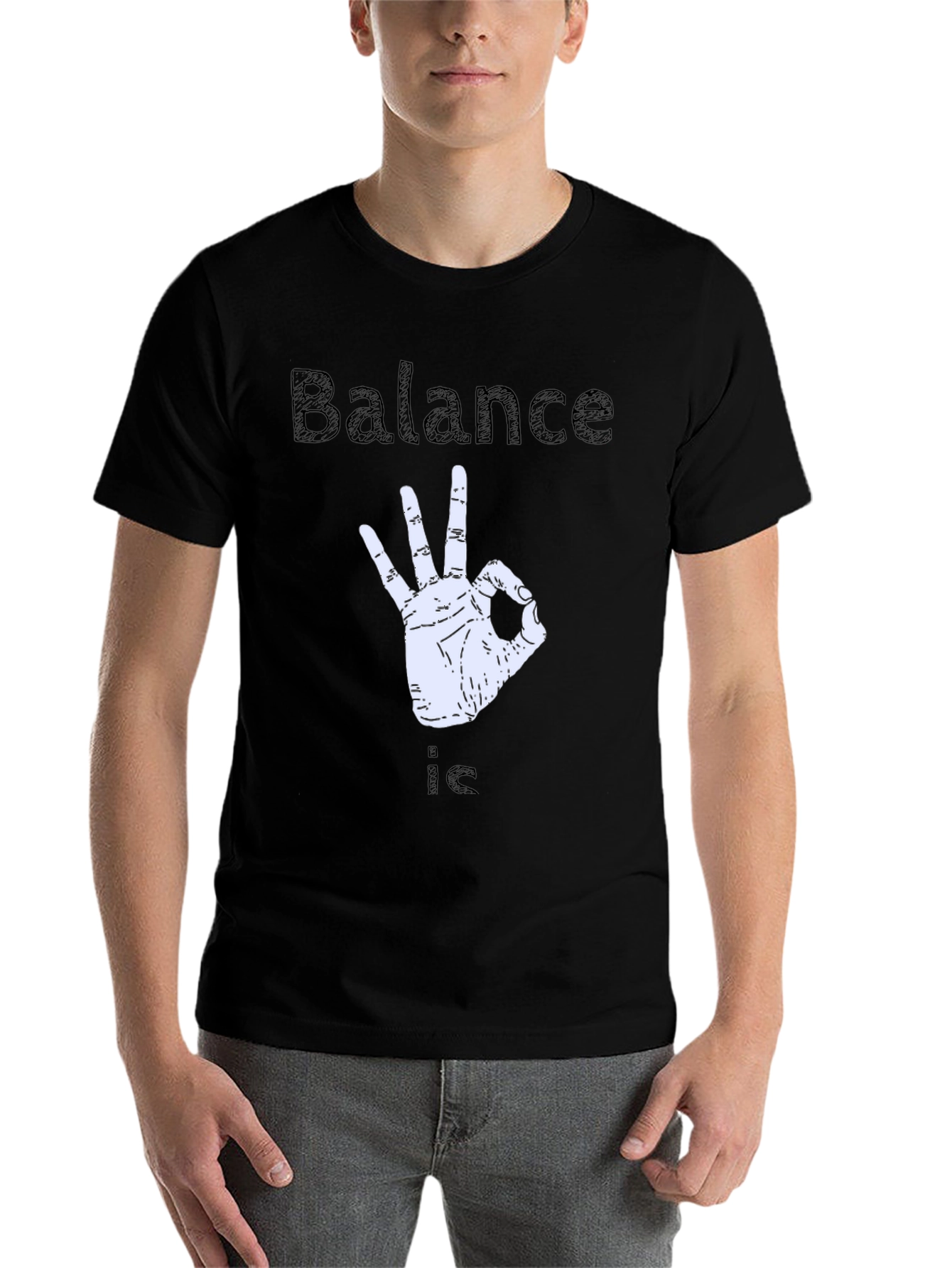 Black Balance is OK T-Shirt - Funny Gesture Tee view 7