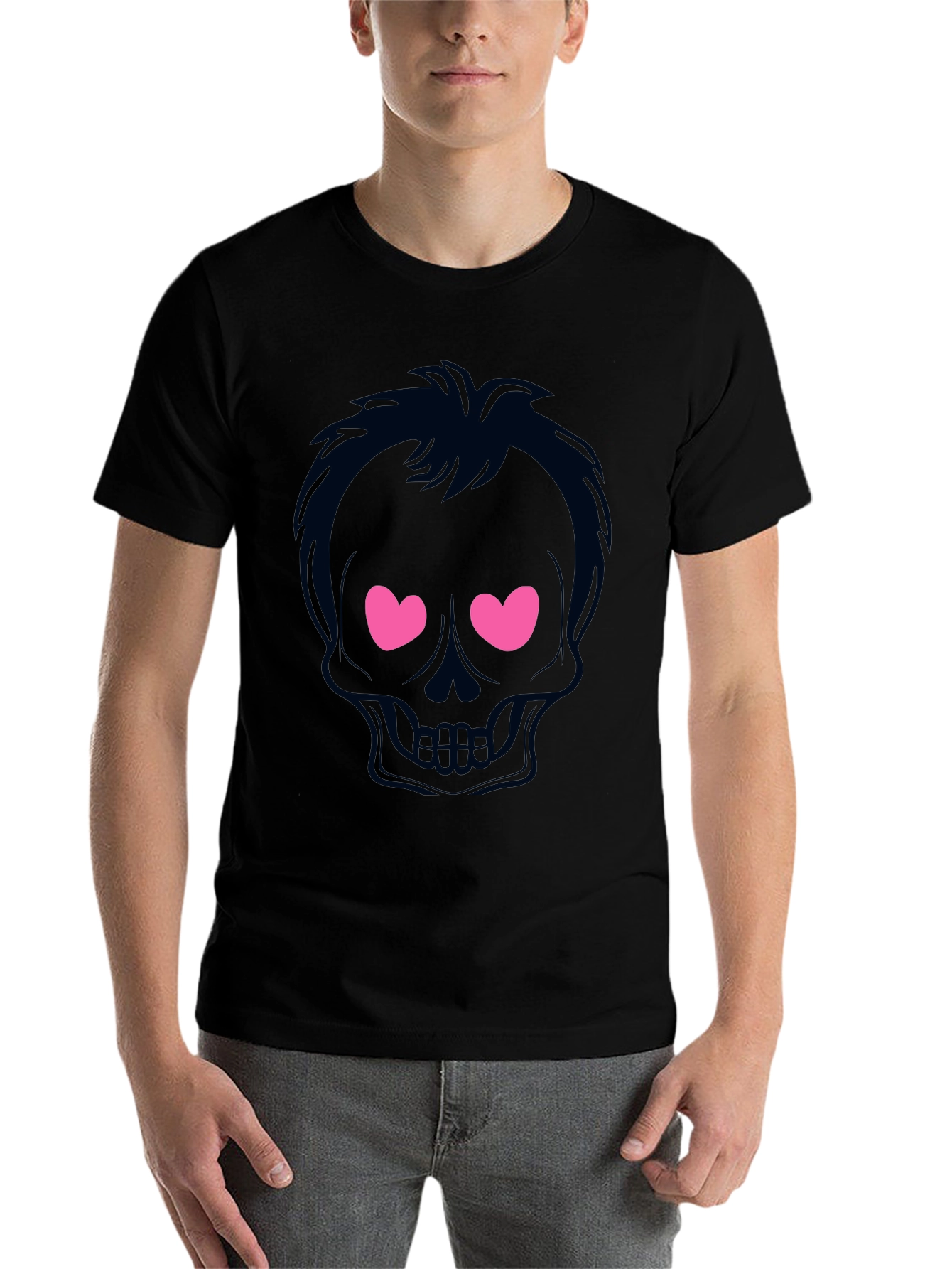 Black Skull Love Eyes Graphic T-Shirt - Mens view 7