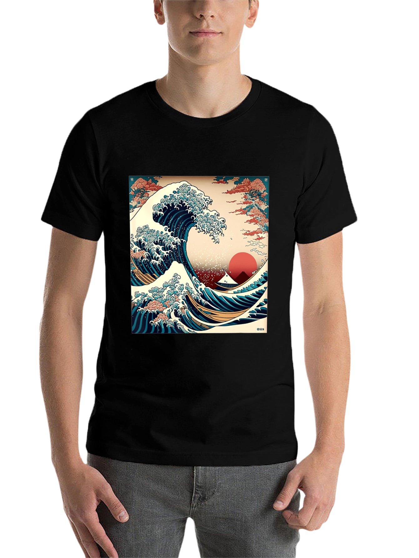 Black Great Wave T-Shirt - Stylish Graphic Tee view 7