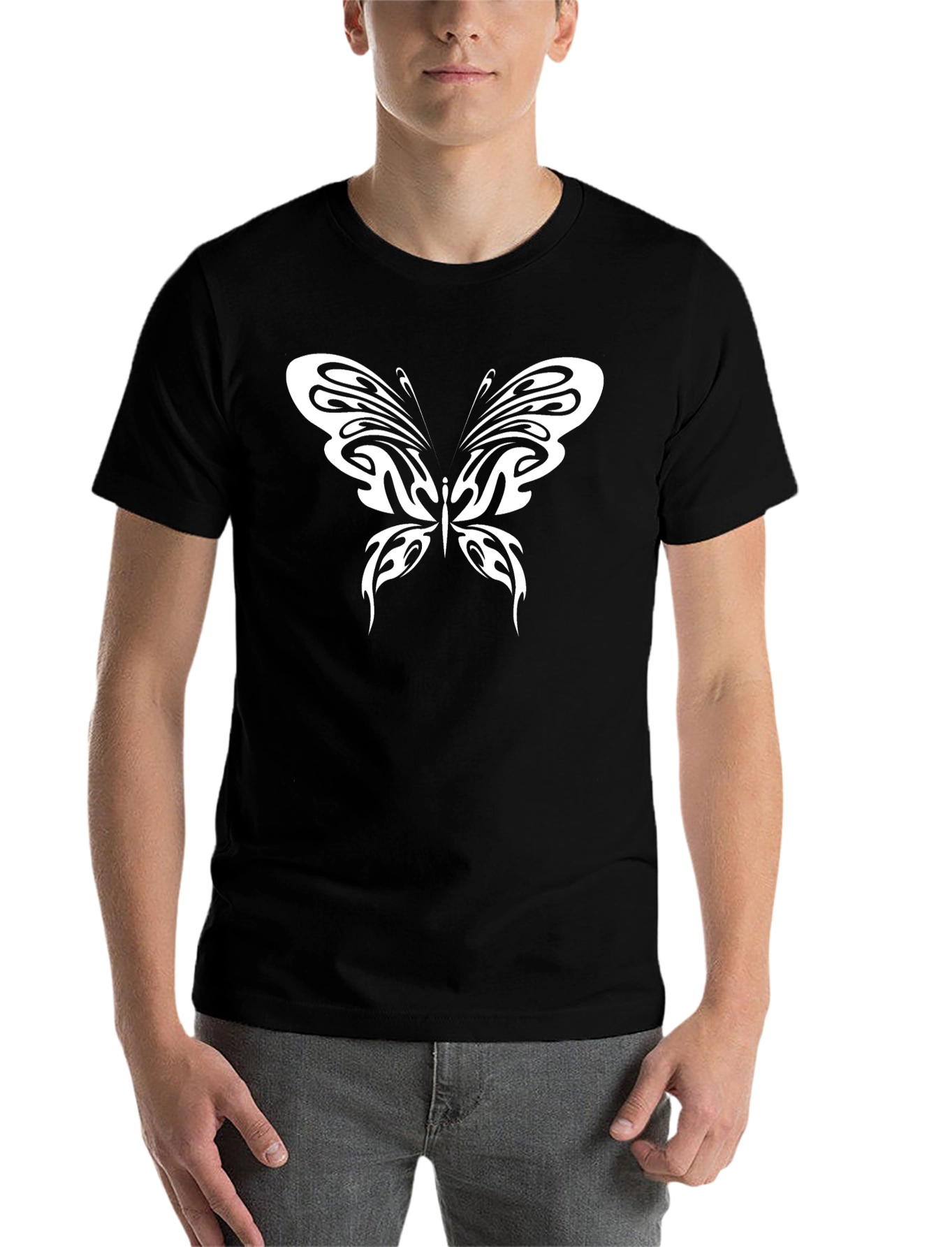 Black Tribal Butterfly Graphic Tee - Bold Style view 7