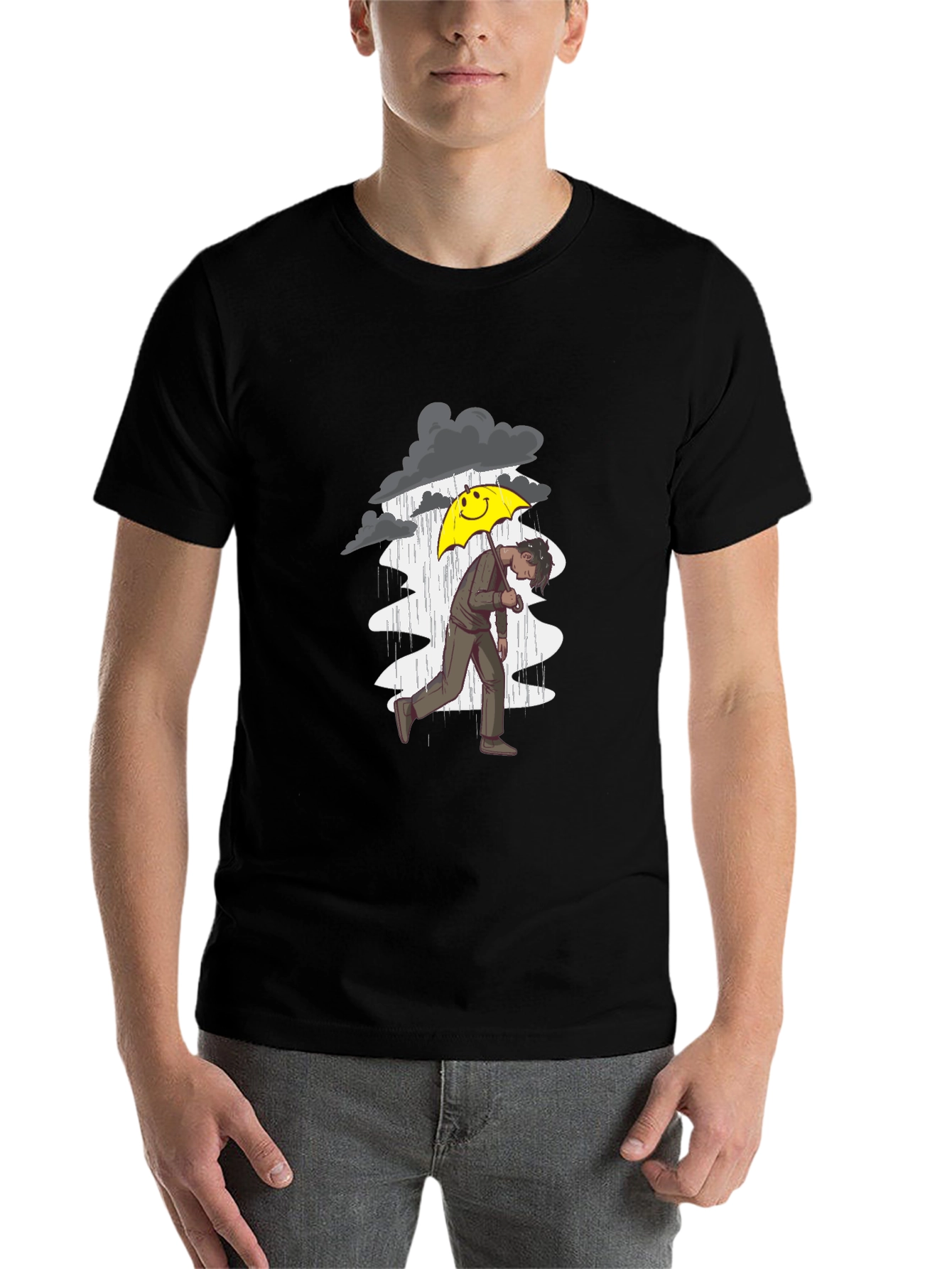 Black Rainy Day Graphic Tee - Men's Black T-Shirt view 7