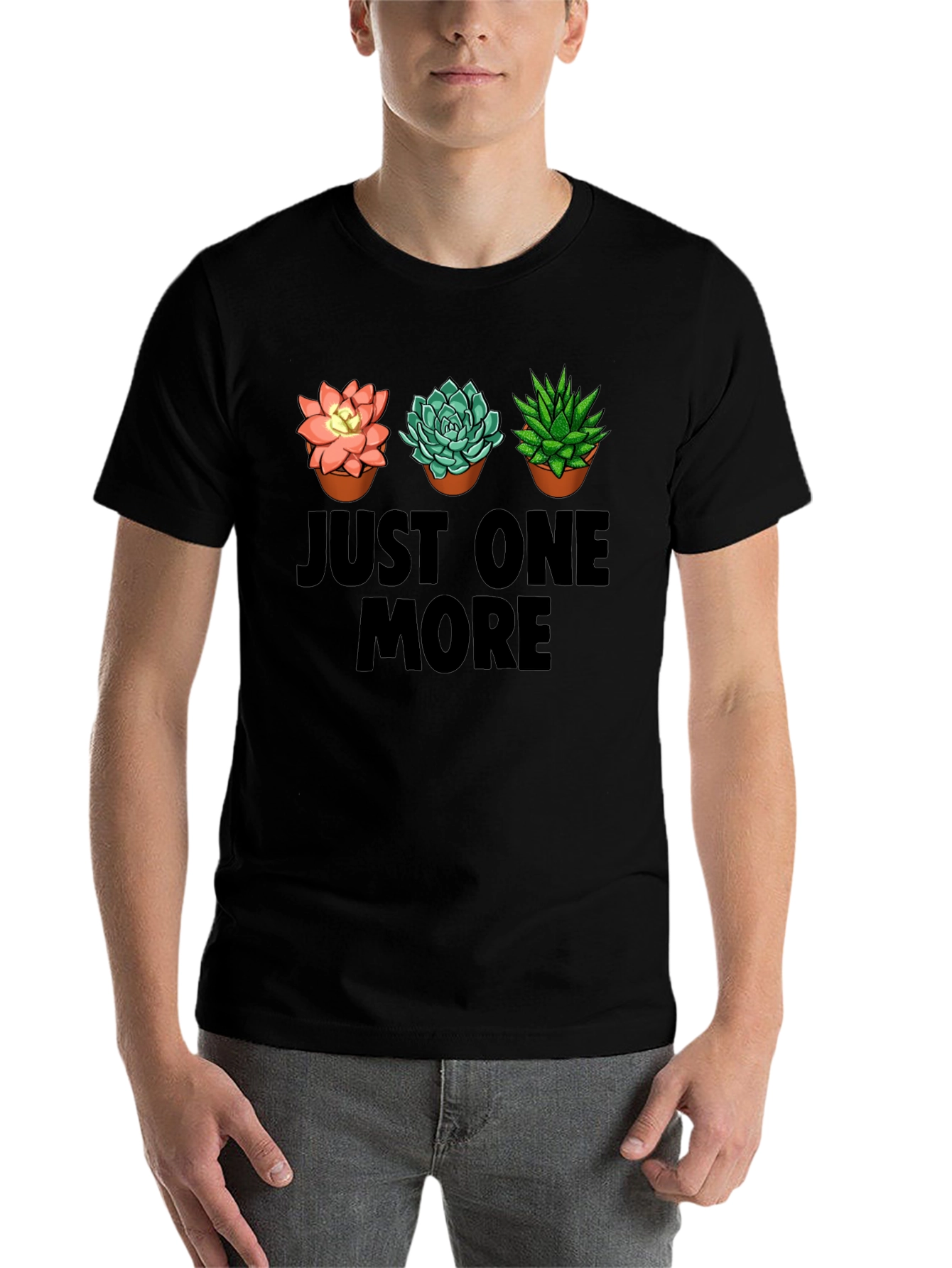 Black Just One More Succulent T-Shirt view 7