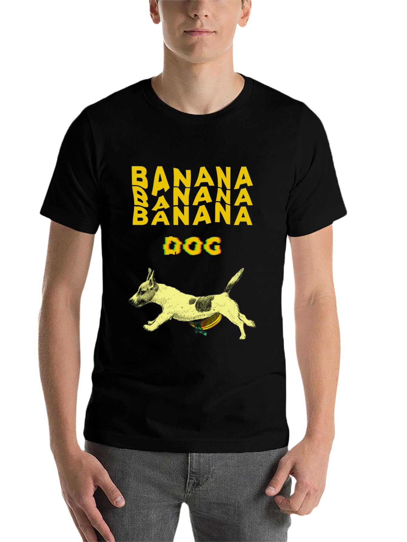 Black Banana Dog Graphic Tee - Humorous Novelty T-Shirt view 7