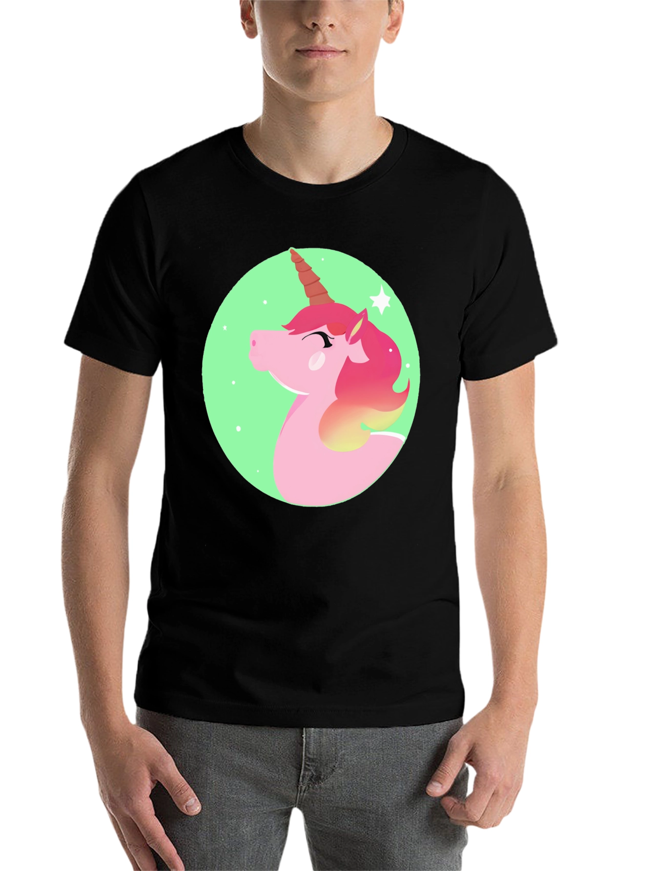 Black Unicorn Graphic Print T-Shirt view 7