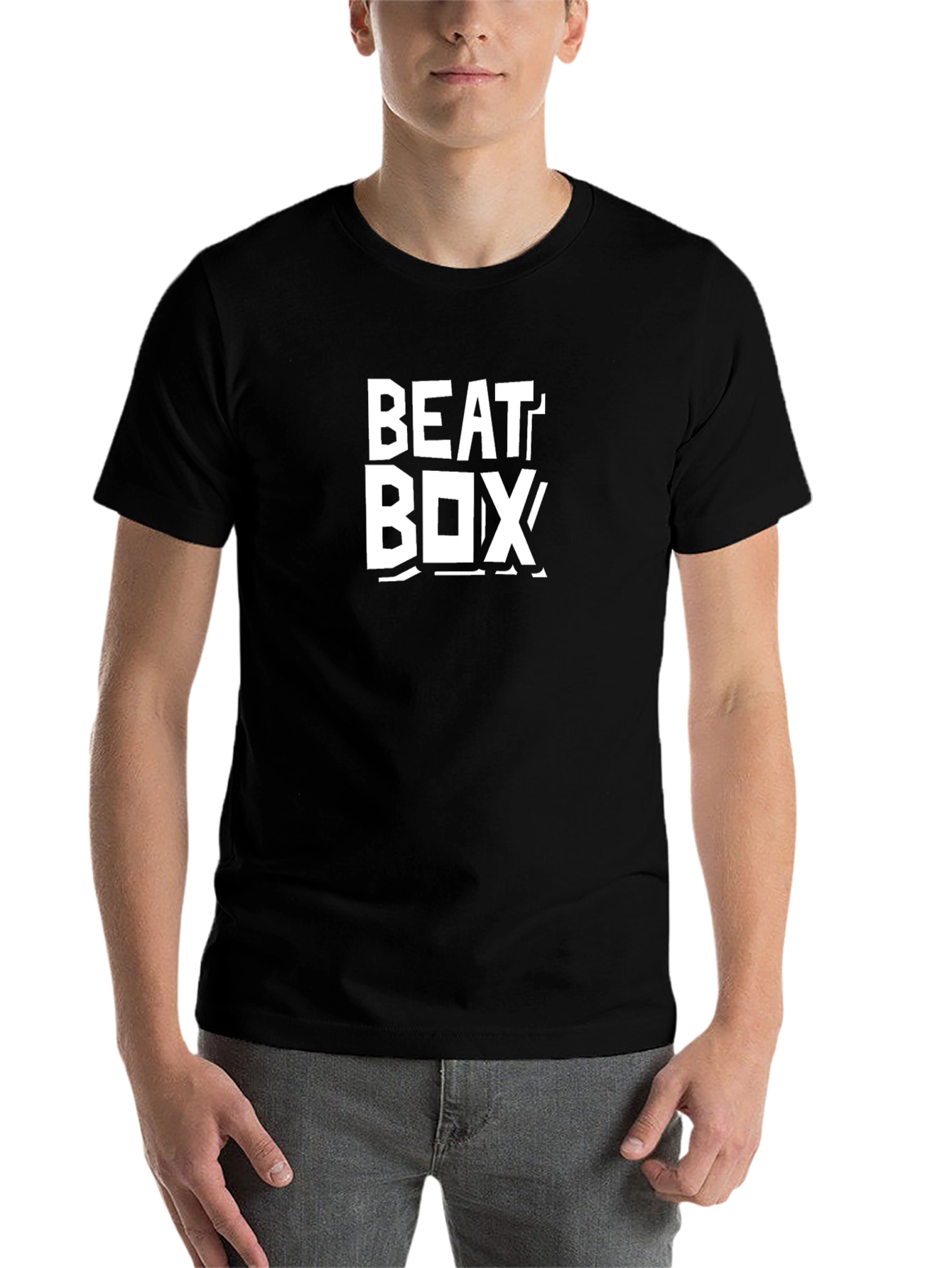Black Beat Box Graphic Tee - Classic Black Cotton T-Shirt view 7
