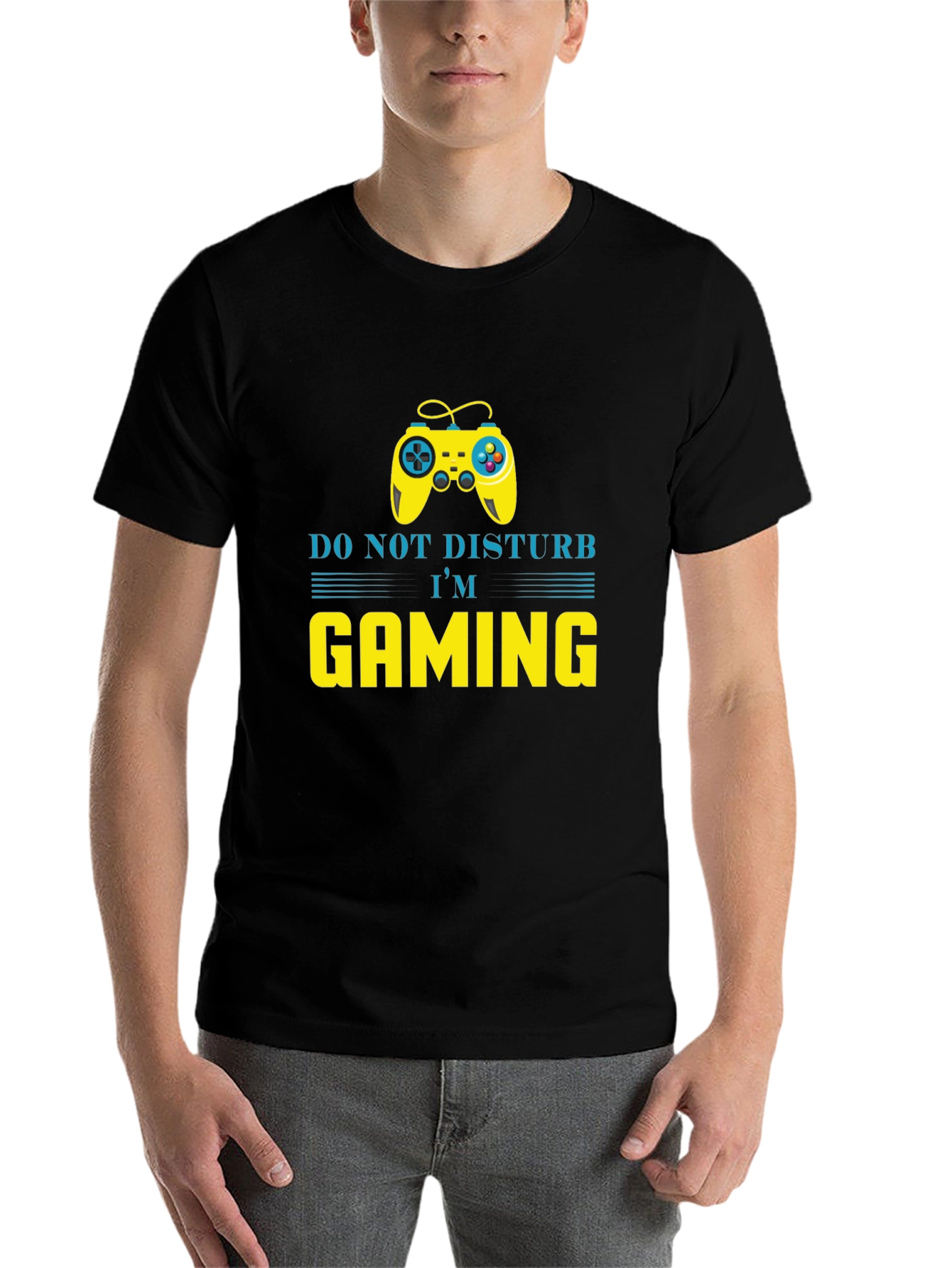 Black Do Not Disturb I'm Gaming T-Shirt view 7