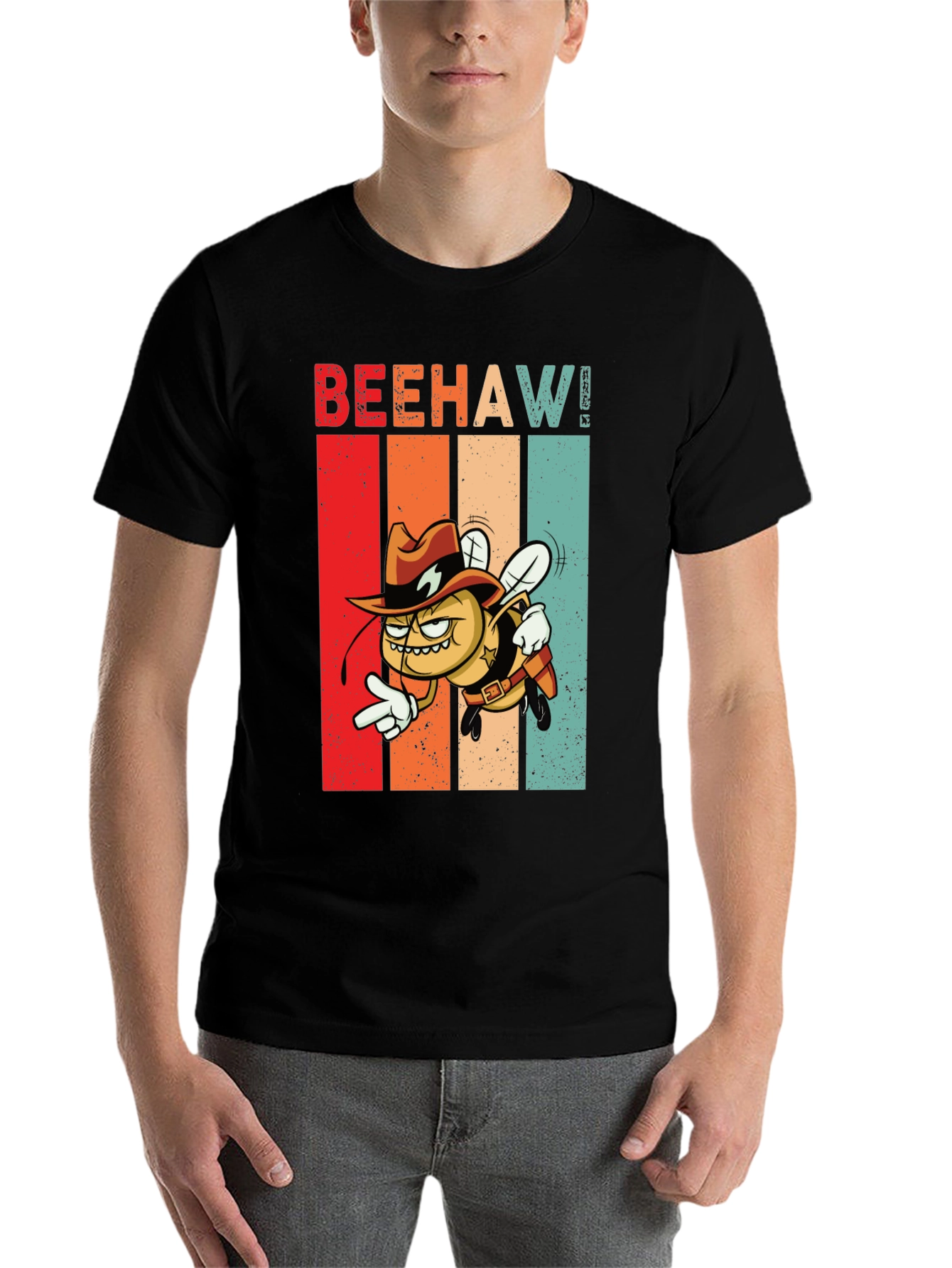 Black Beehaw! Graphic T-Shirt - Cowboy Bee view 7