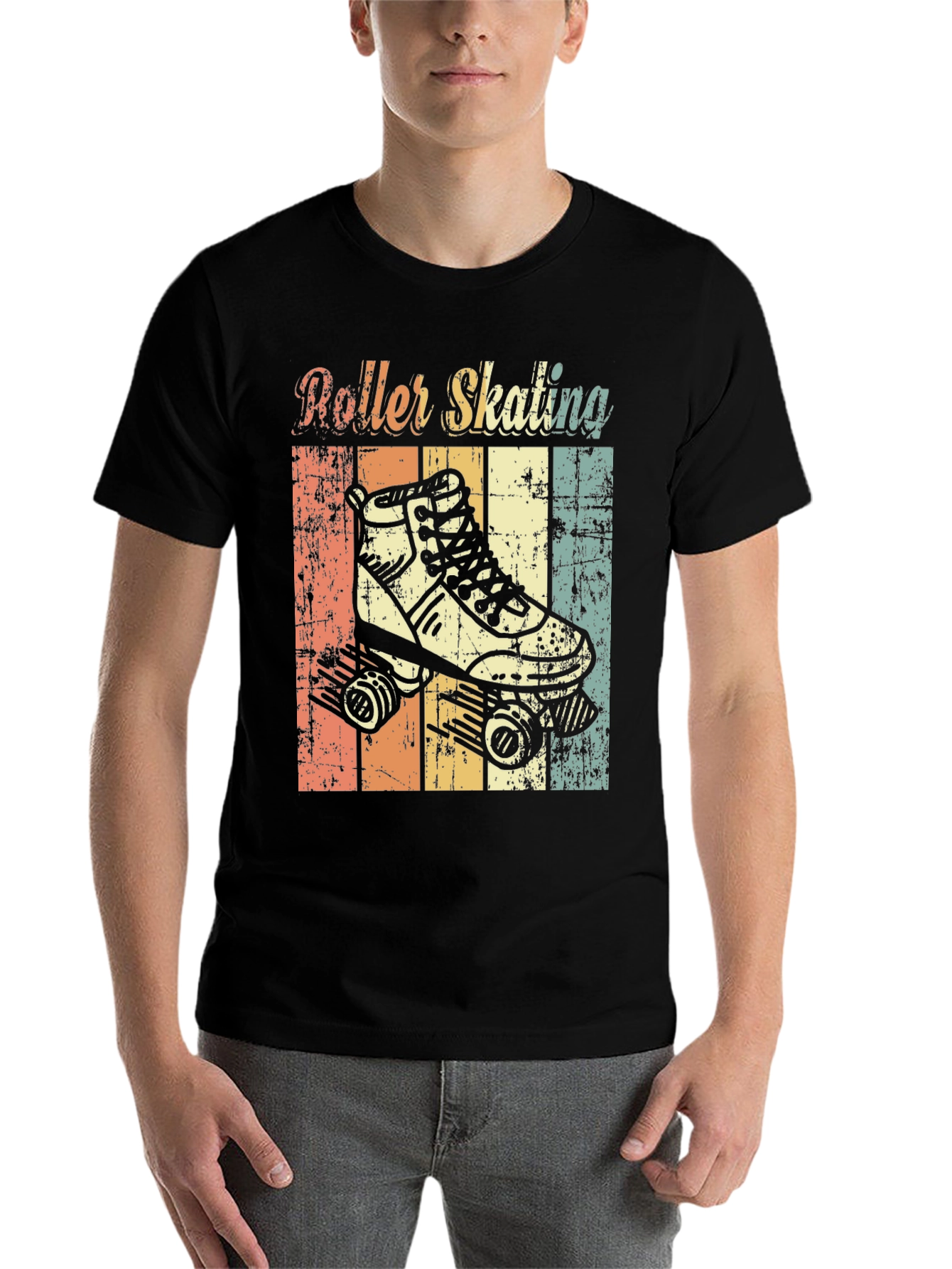 Black Retro Roller Skating T-Shirt view 7