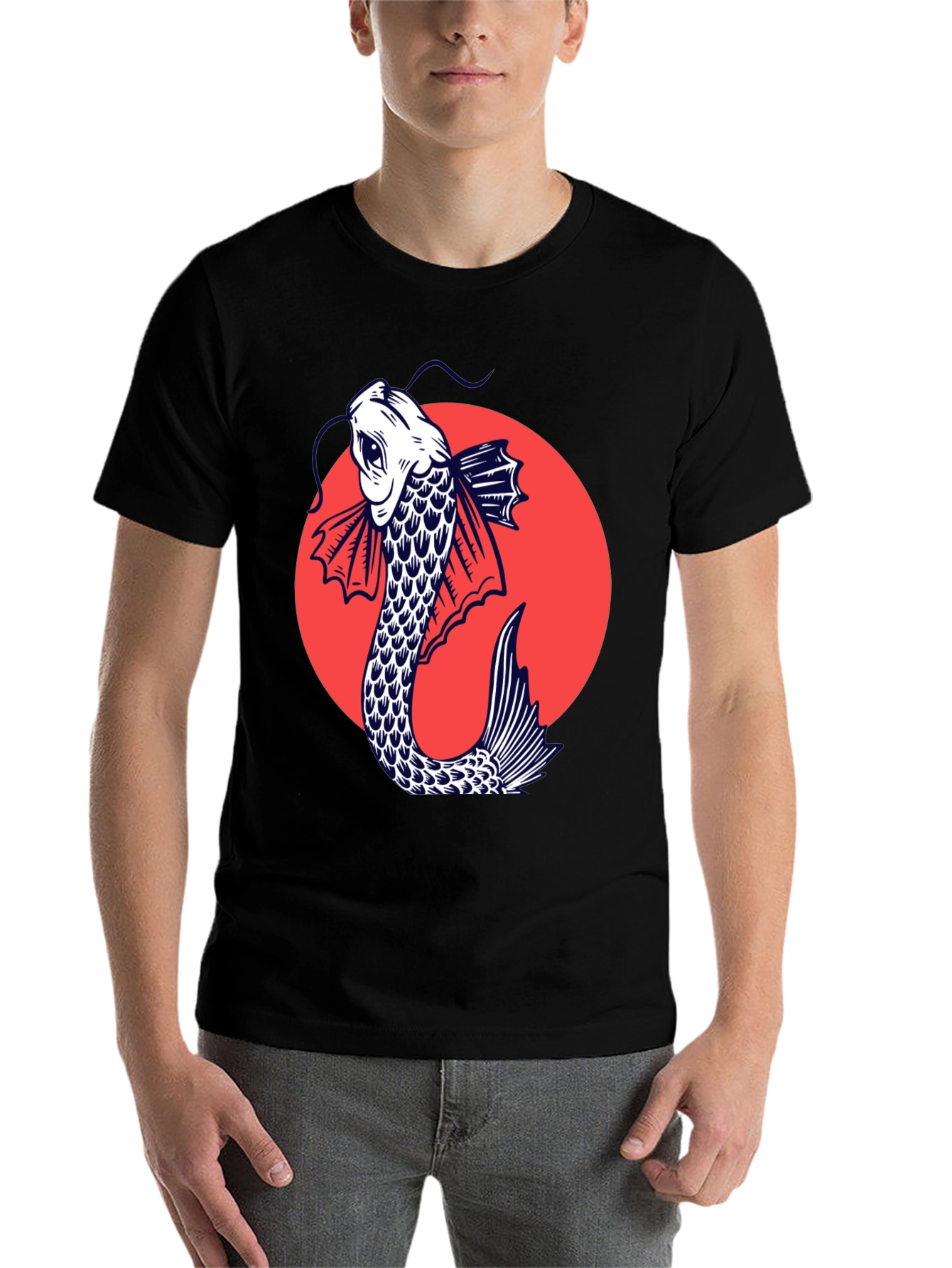 Black Koi Fish Graphic Tee - Stylish Japanese Art Shirt view 7