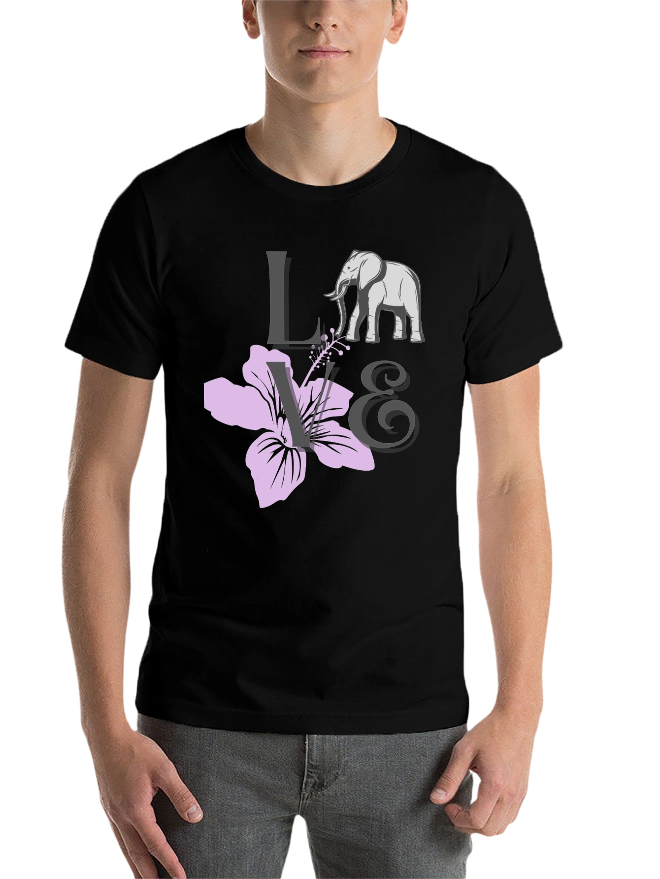 Black Love Elephants Black Graphic Tee view 7