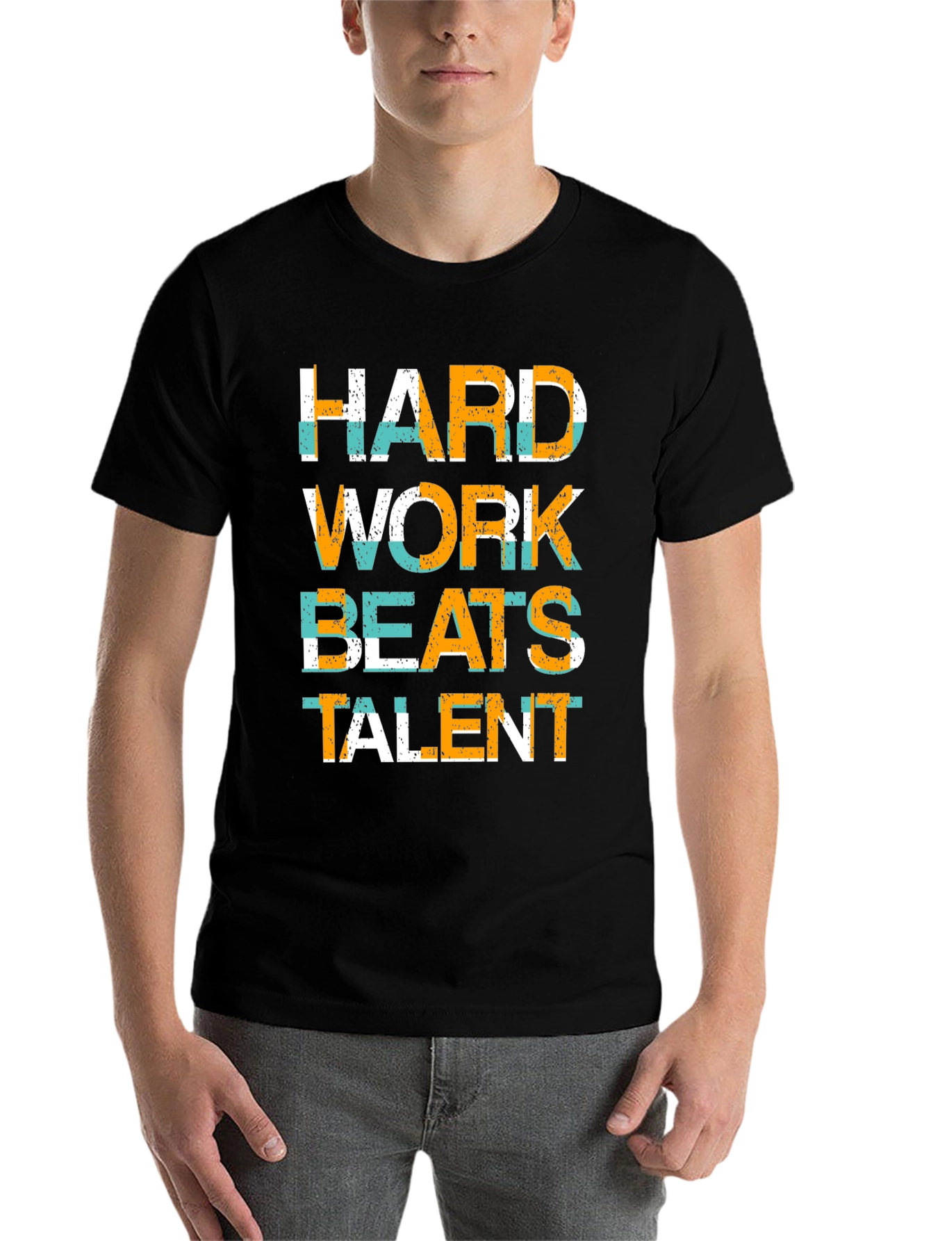 Black Hard Work Beats Talent Graphic Tee view 7