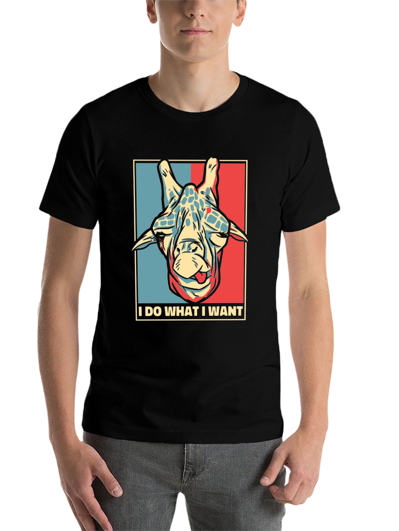 Black I DO WHAT I WANT Giraffe T-Shirt view 7