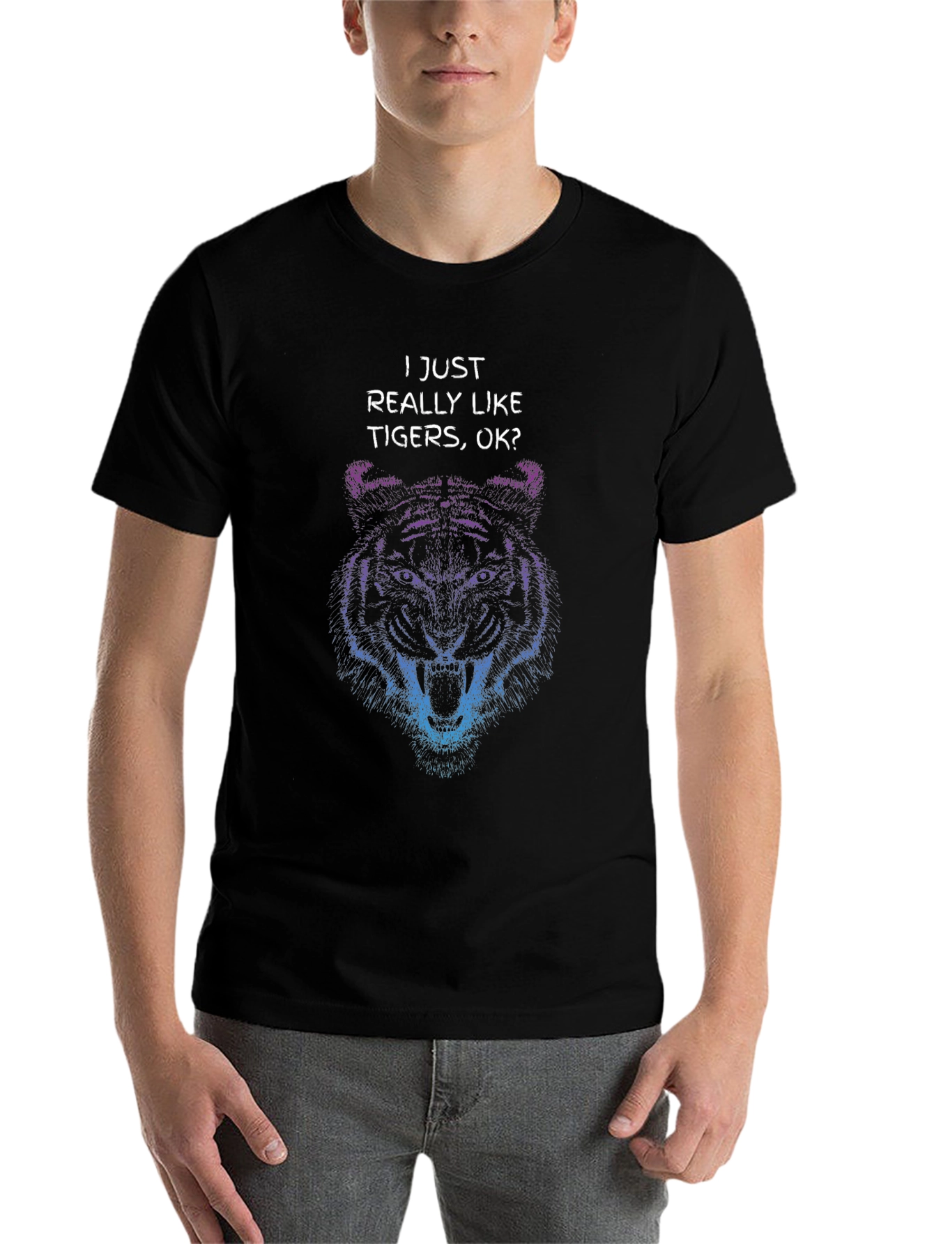 Black Tiger Graphic T-Shirt - "I Just Really Like Tigers" view 7