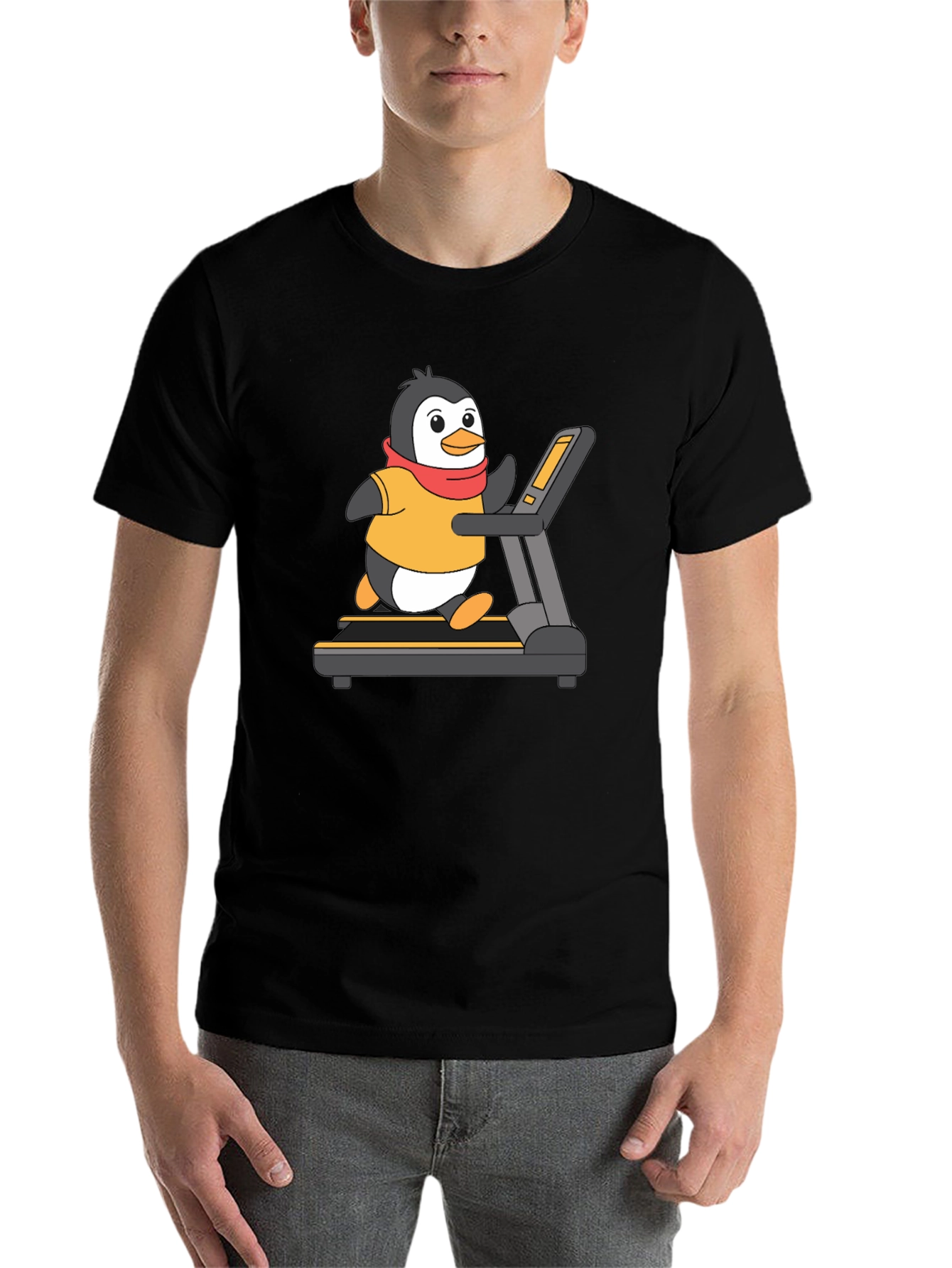 Black Penguin Treadmill Graphic Tee - Workout Humor view 7