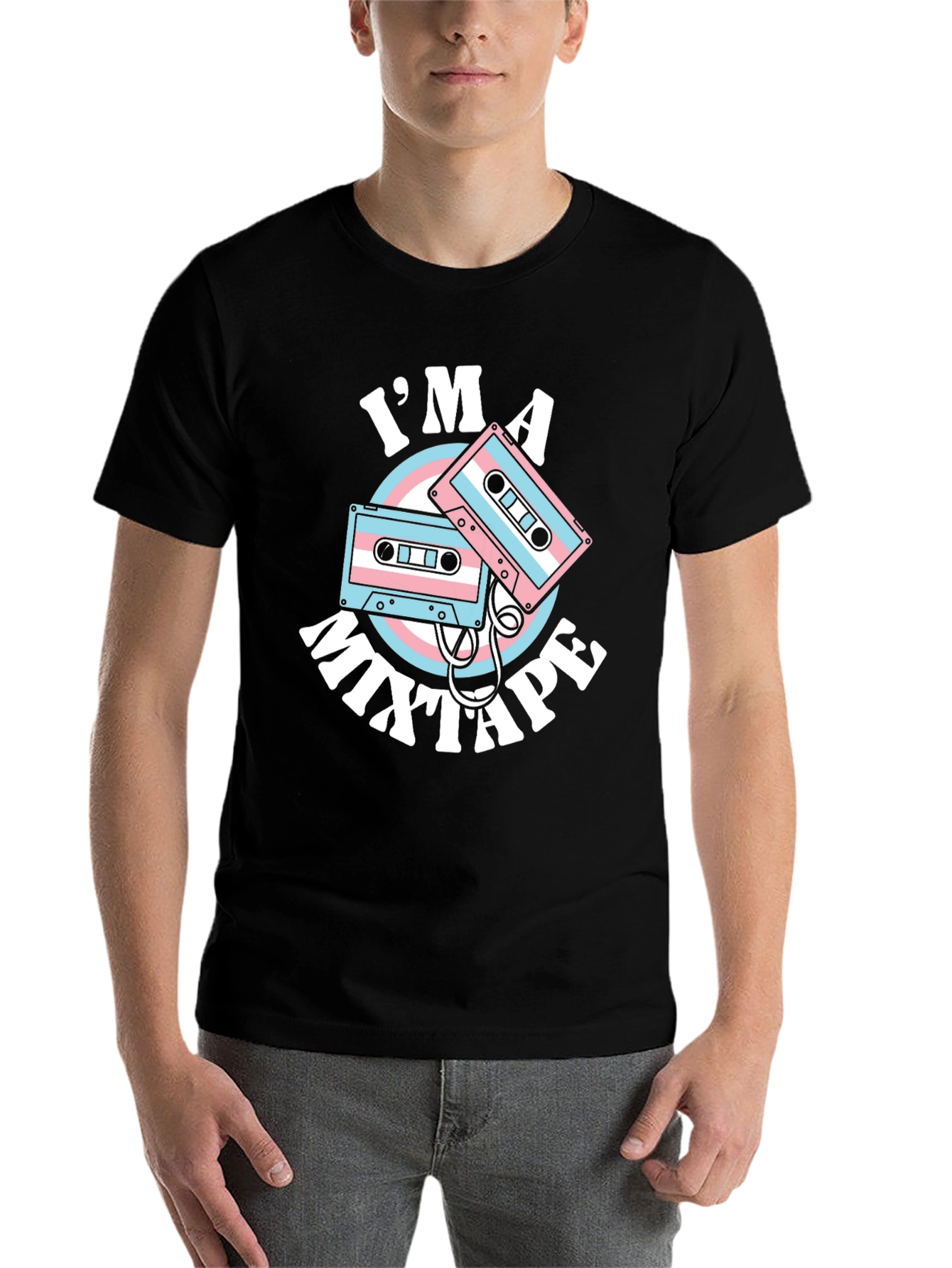 Black I'm a Mixtape T-Shirt - Transgender Pride Design view 7