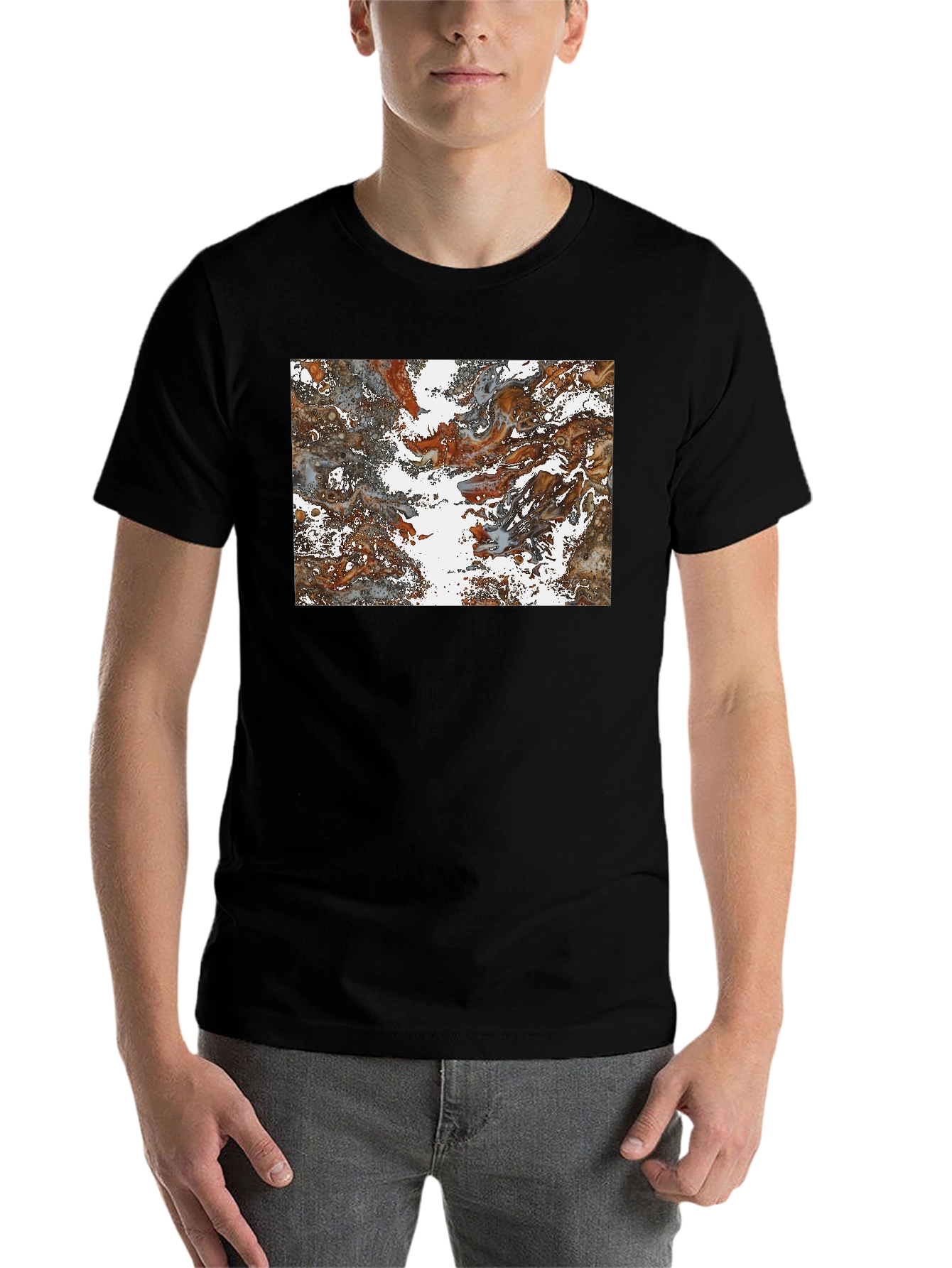Black Abstract Swirl Graphic Print T-Shirt view 7