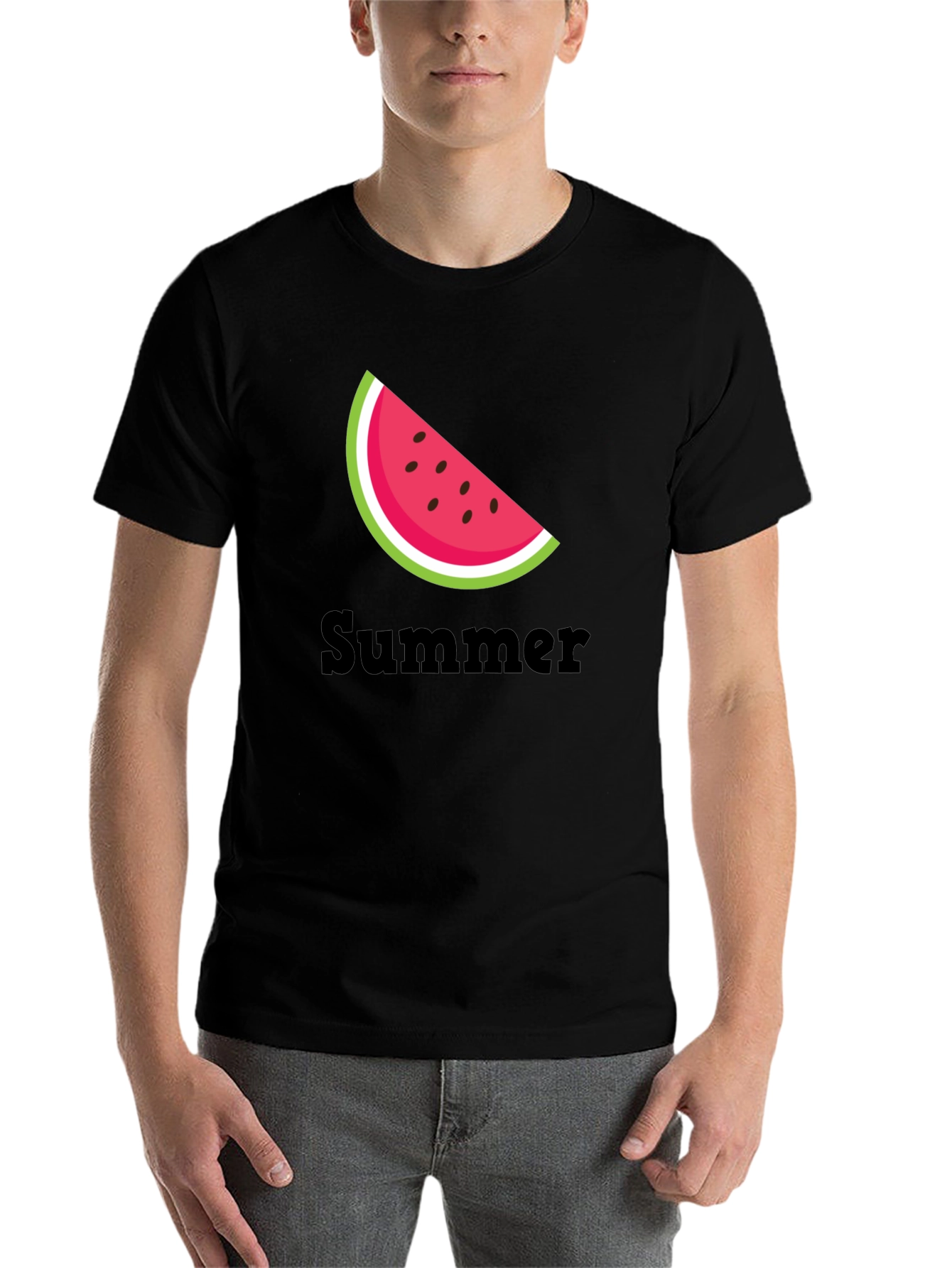 Black Summer Watermelon Slice Black T-Shirt view 7