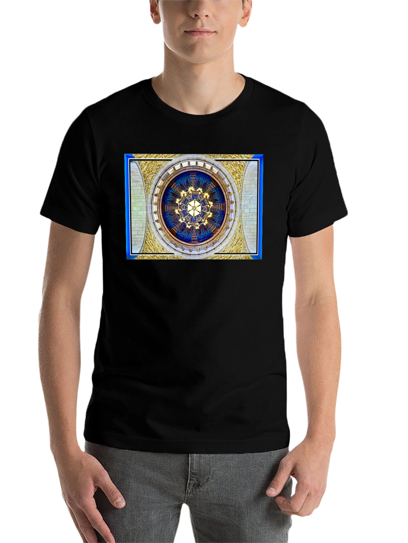 Black Architectural Ceiling Art T-Shirt view 7