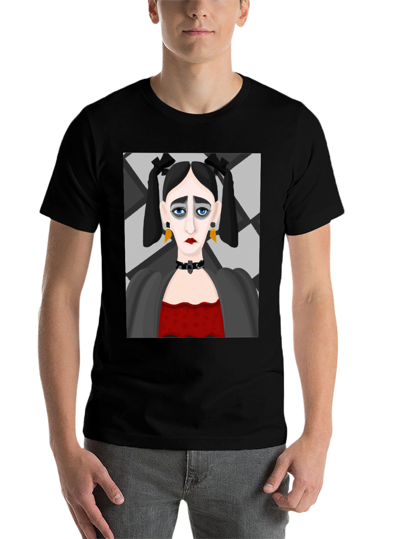 Black Goth Girl Graphic Print Black T-Shirt view 7