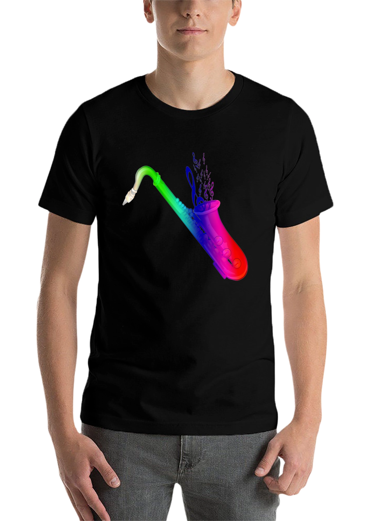 Black Rainbow Saxophone T-Shirt - Music Lover Tee view 7