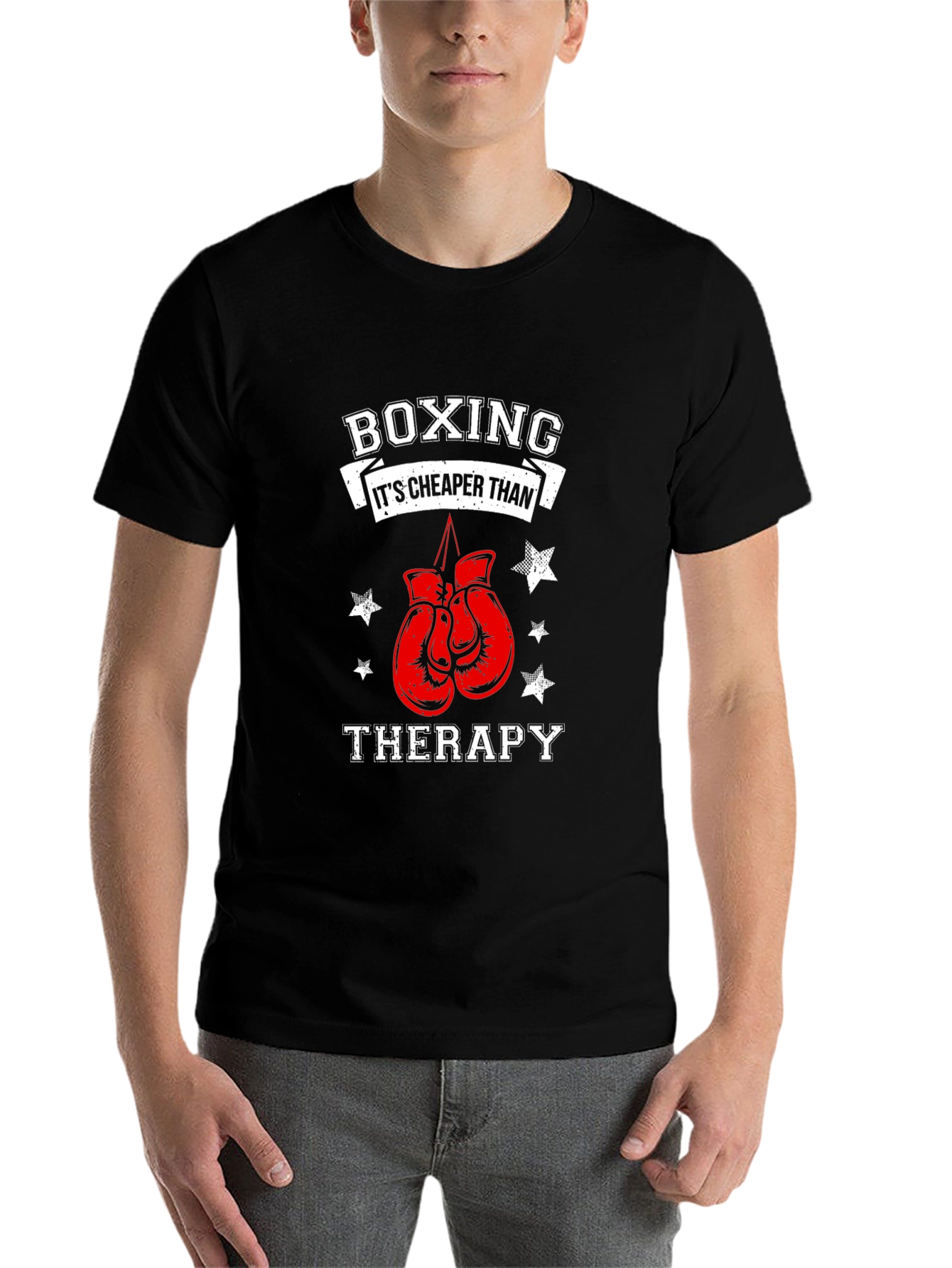 Black Boxing Cheaper Than Therapy Graphic Tee view 7