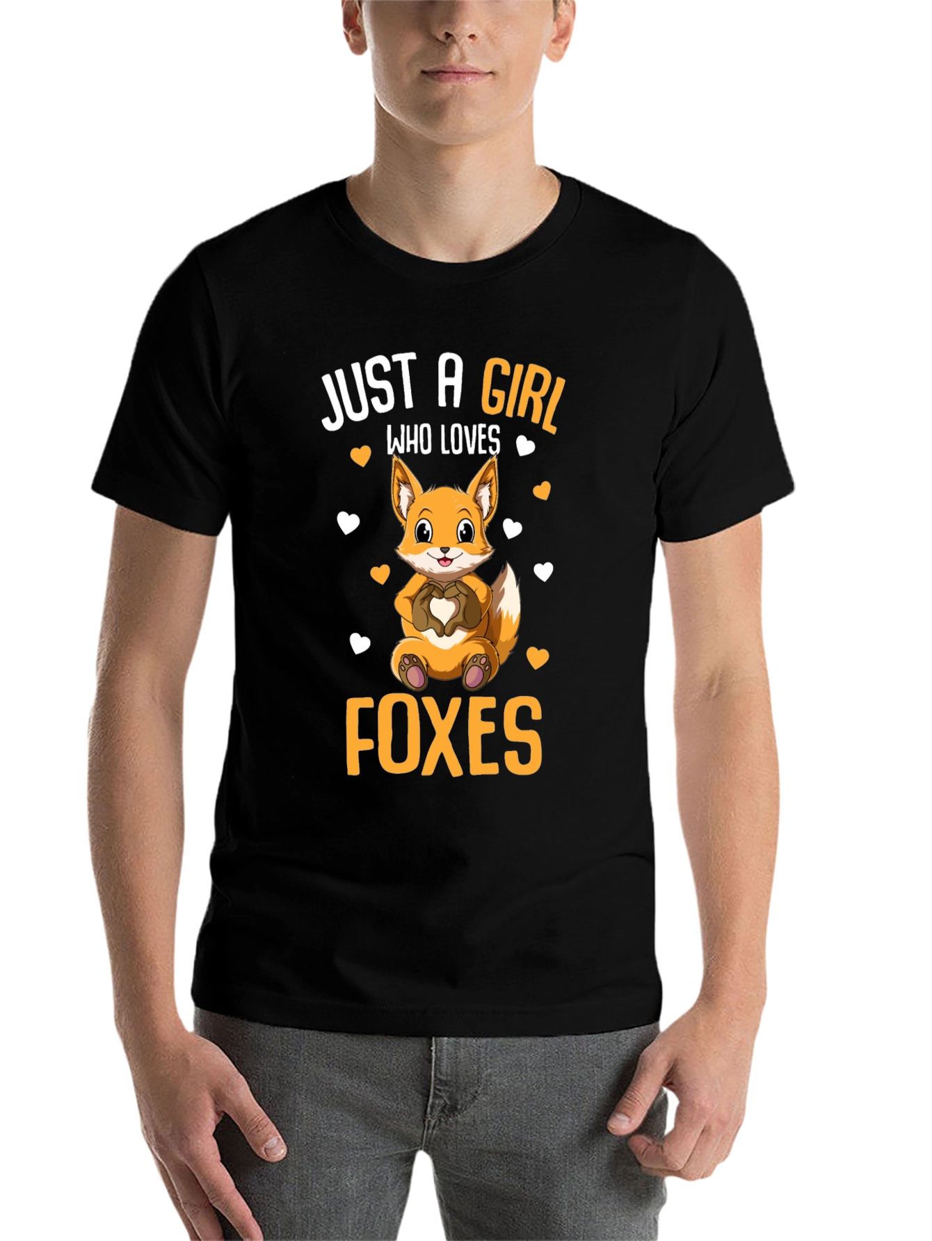 Black Just A Girl Who Loves Foxes T-Shirt view 7