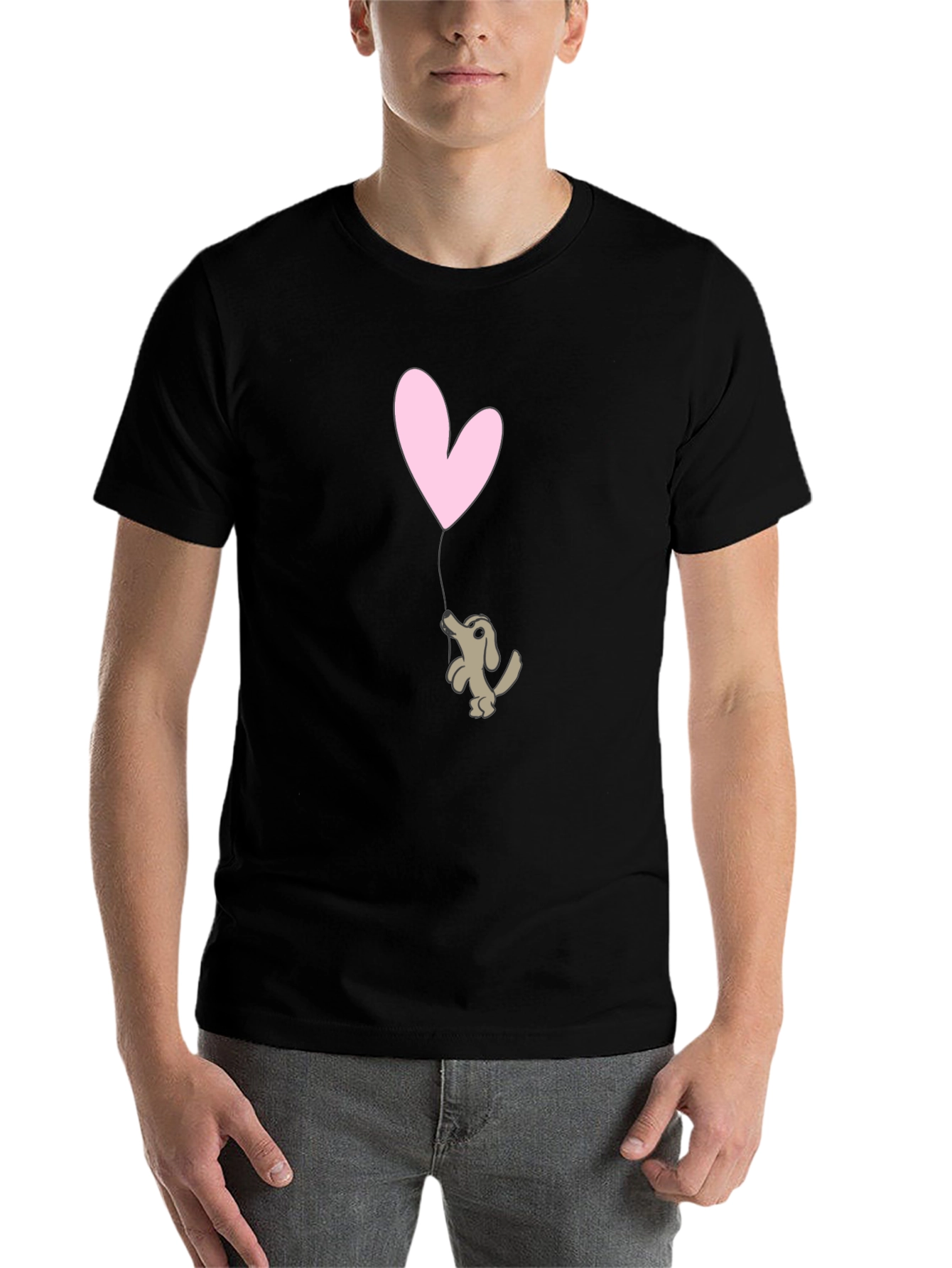 Black Puppy Love Graphic Tee - Black Cotton T-Shirt view 7