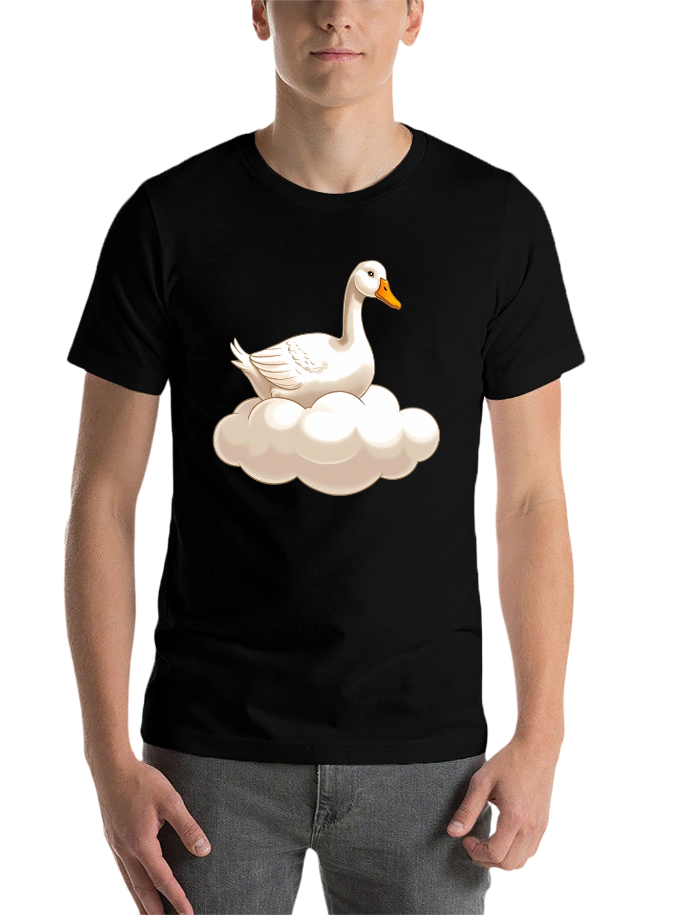 Black Goose on Cloud Graphic Tee - Black Cotton T-Shirt view 7