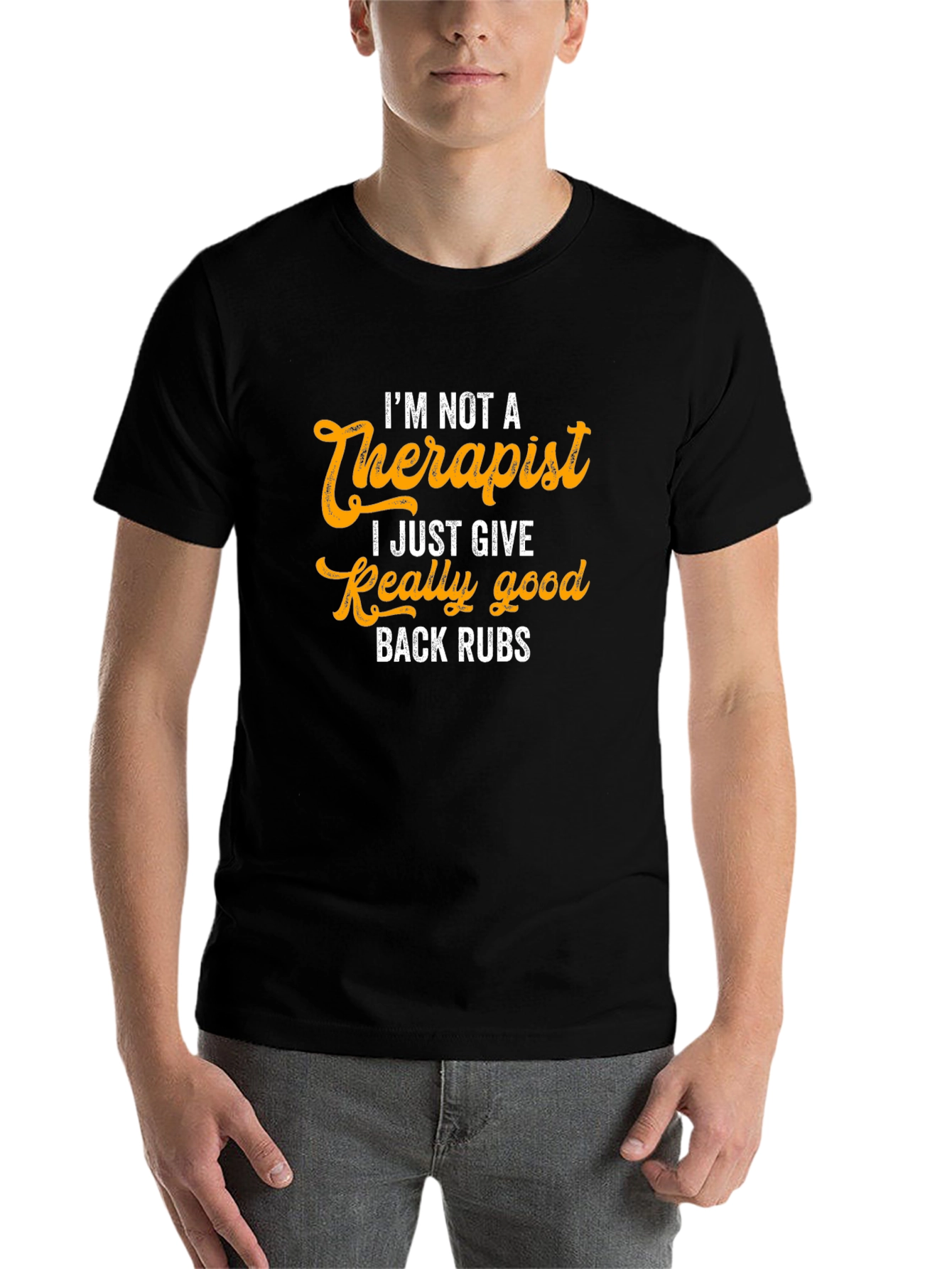 Black I'm Not A Therapist Back Rubs Graphic Tee view 7