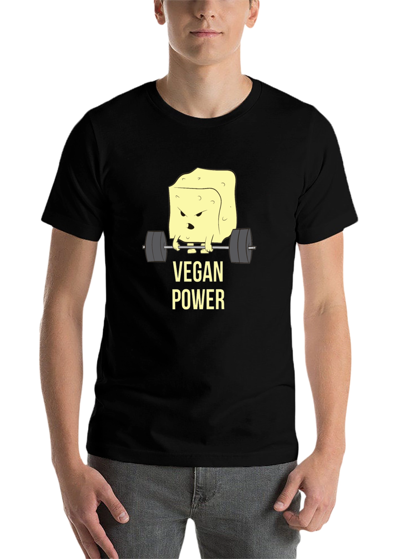 Vegan Power T-Shirt - Weightlifting Tofu Design - 7