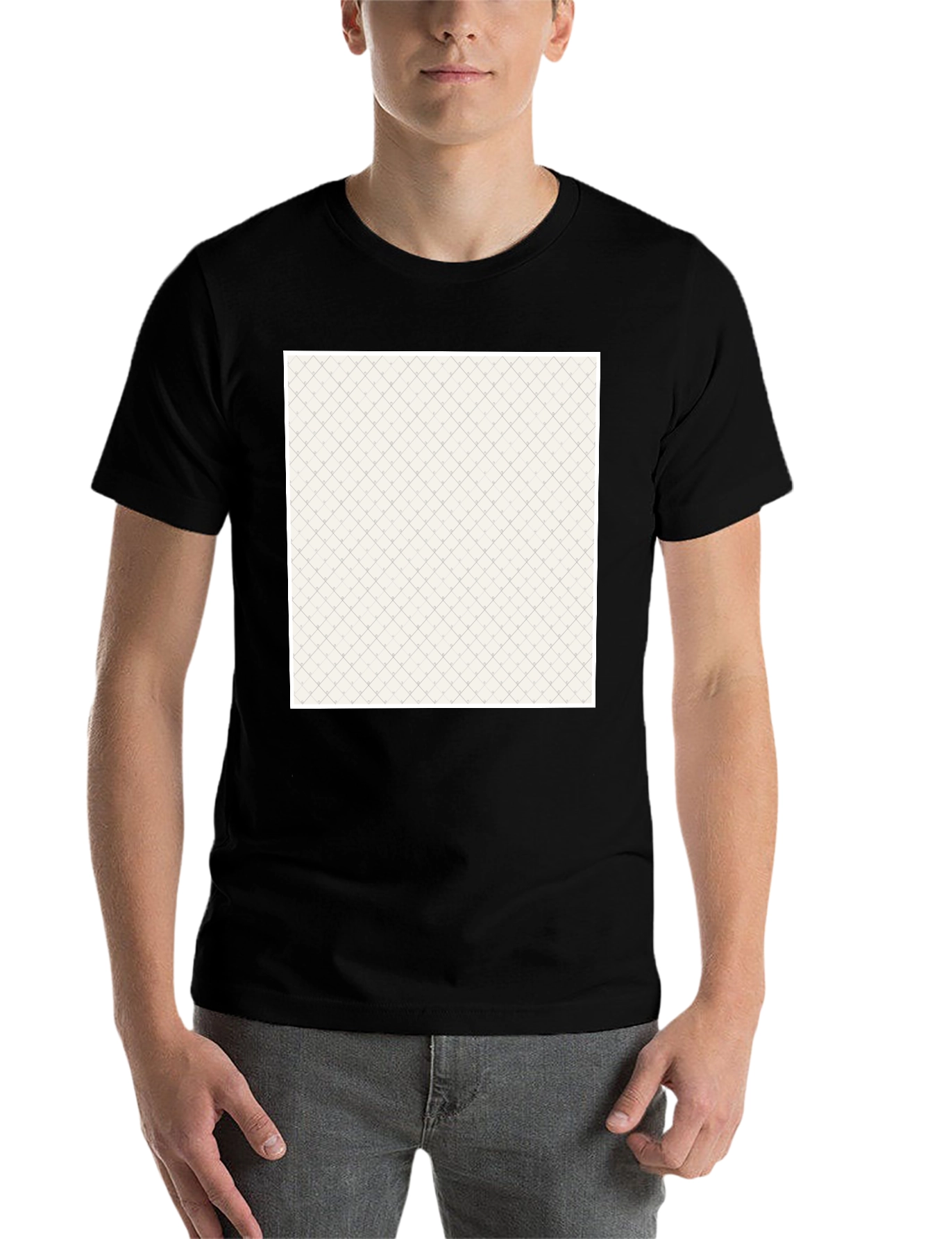 Black Black Crew Neck Tee with Textured Pattern view 7