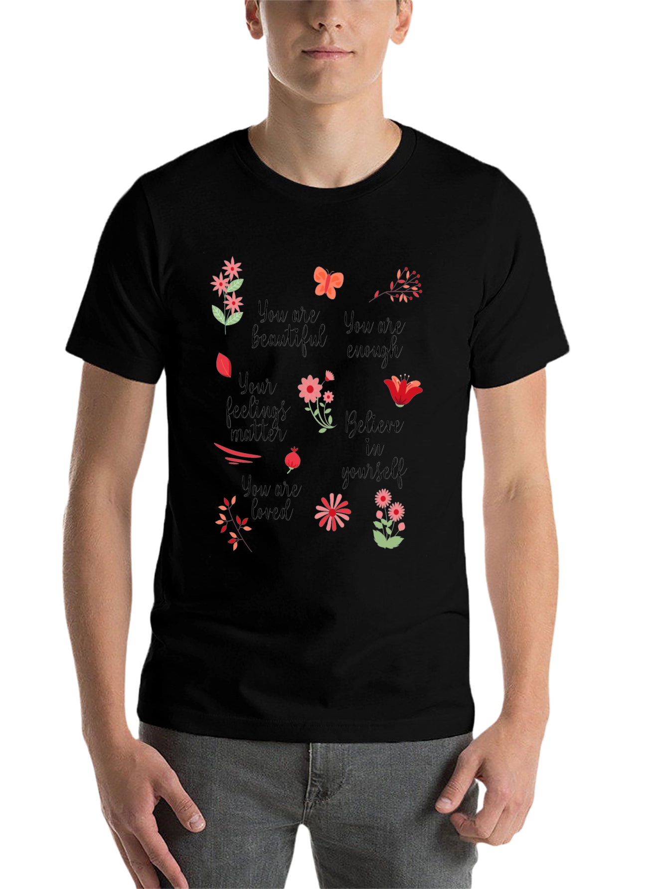 Black Inspirational Graphic Tee - You are Enough view 7