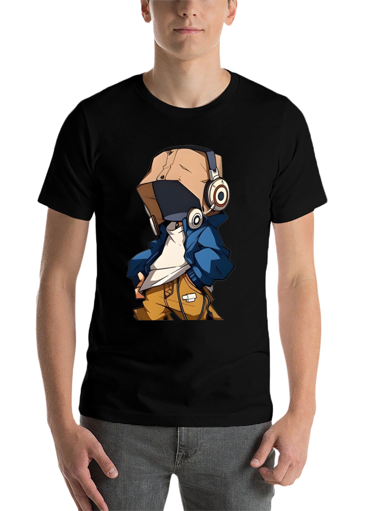 Black Cool Cartoon Character T-Shirt view 7