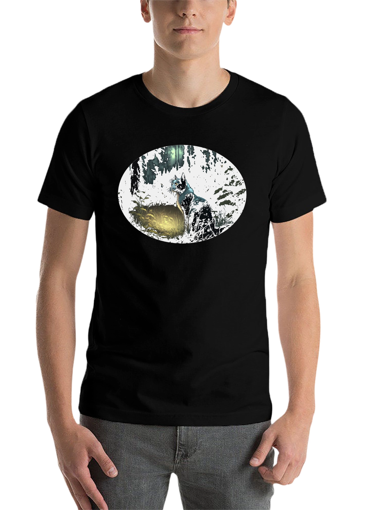 Black Mystic Cat Black T-Shirt view 7