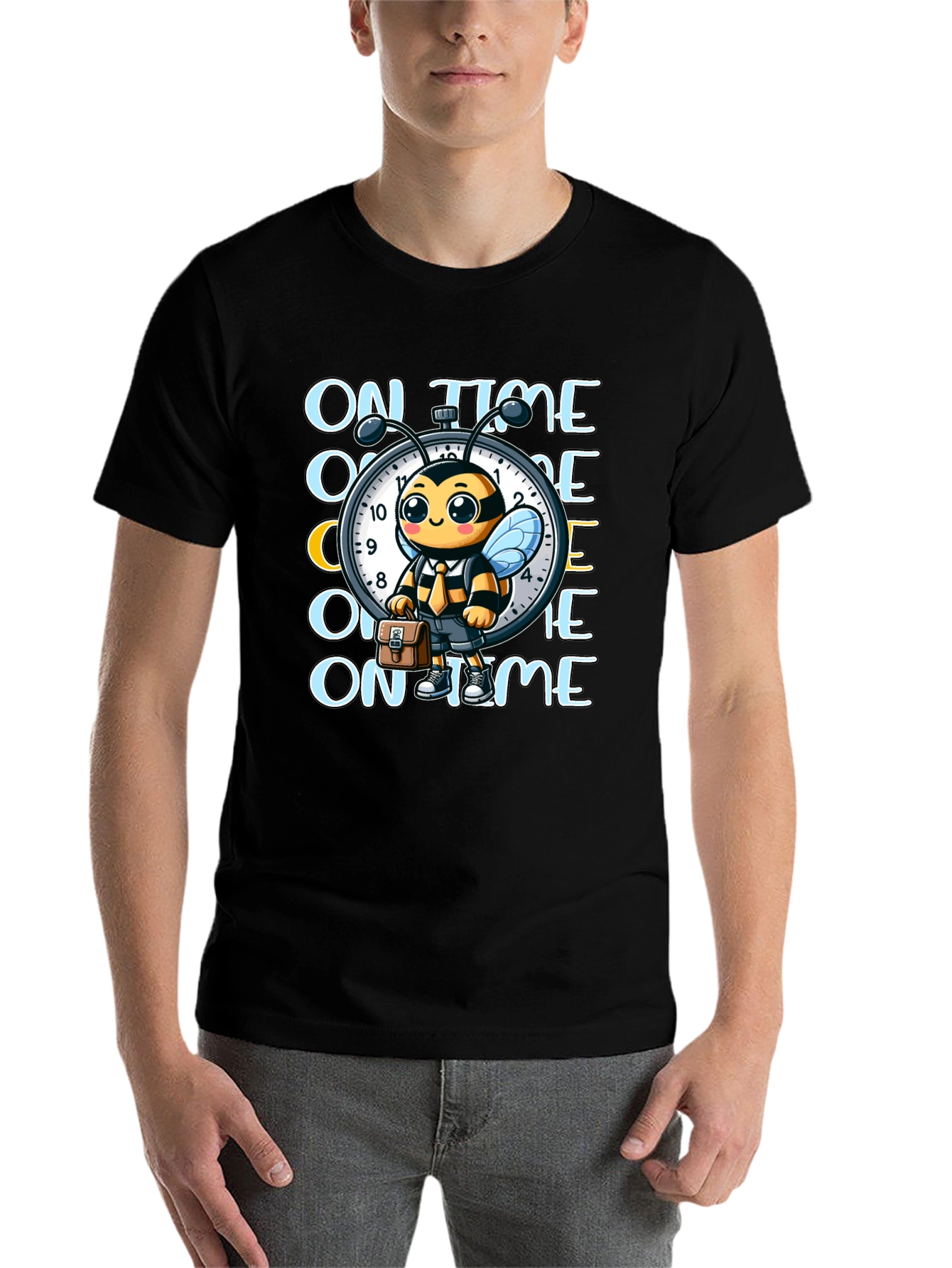 Black On Time Bee Graphic Tee view 7