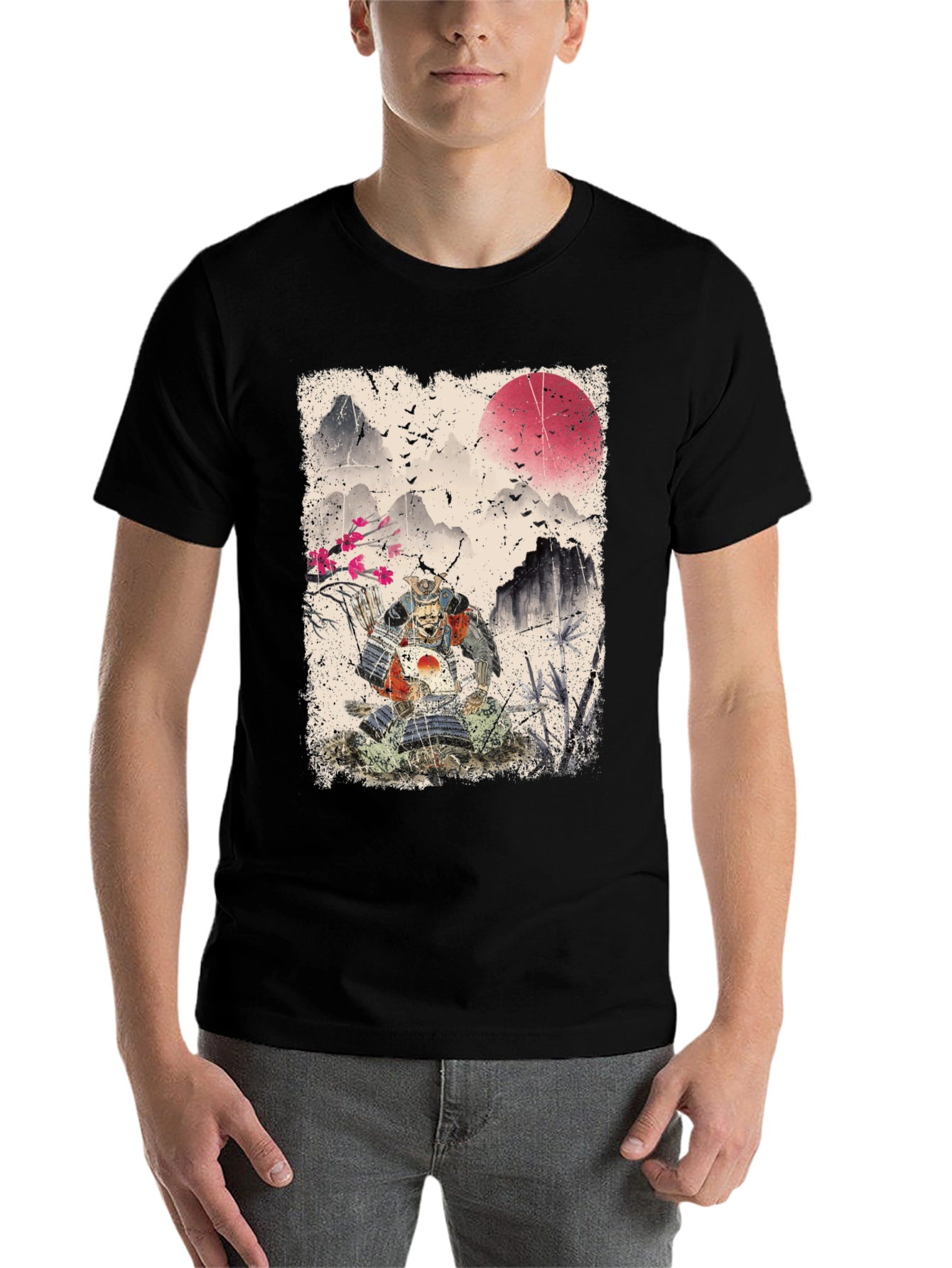 Black Samurai Warrior Graphic T-Shirt view 7