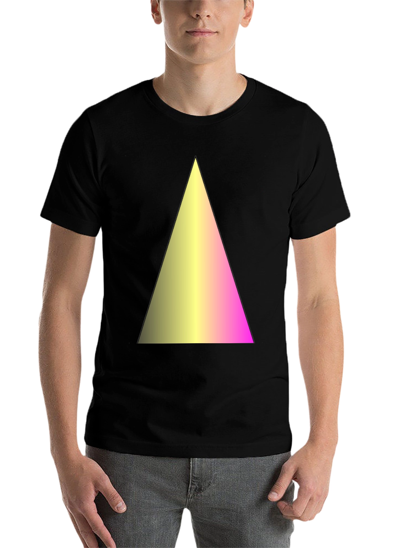 Black Gradient Triangle Graphic Black T-Shirt view 7