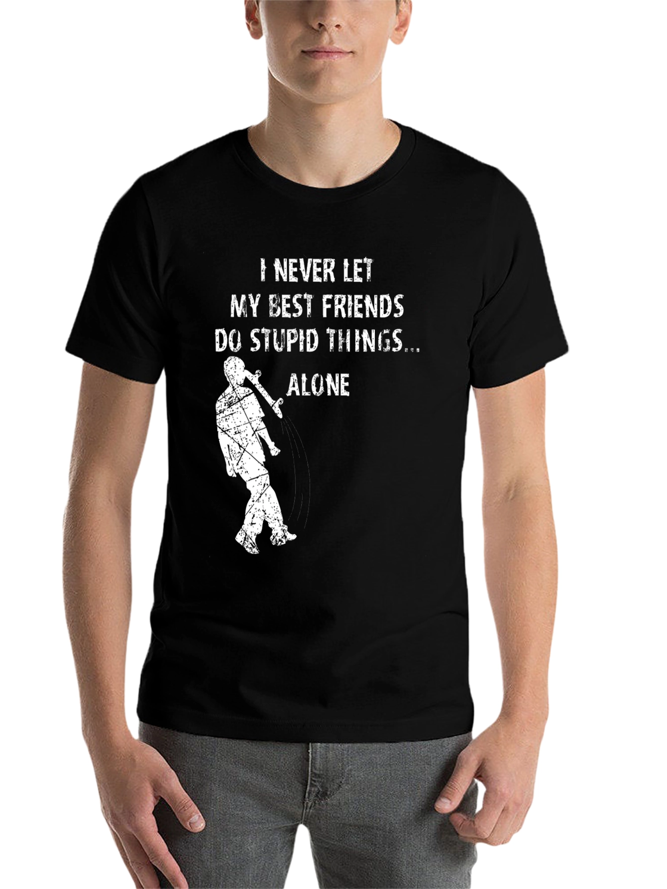 Black I Never Let My Best Friends Do Stupid Things Alone T-Shirt view 7