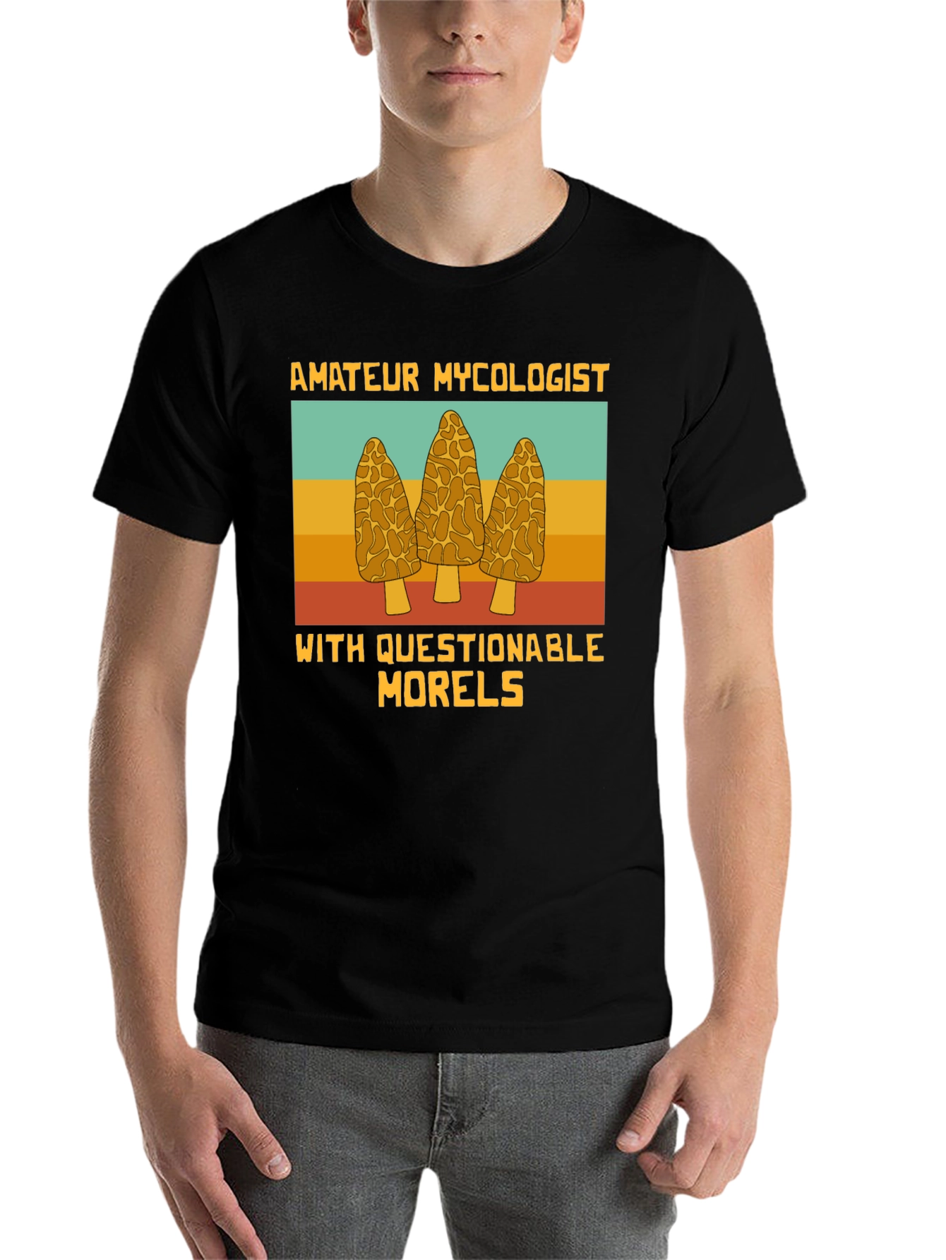Black Amateur Mycologist Morels T-Shirt view 7