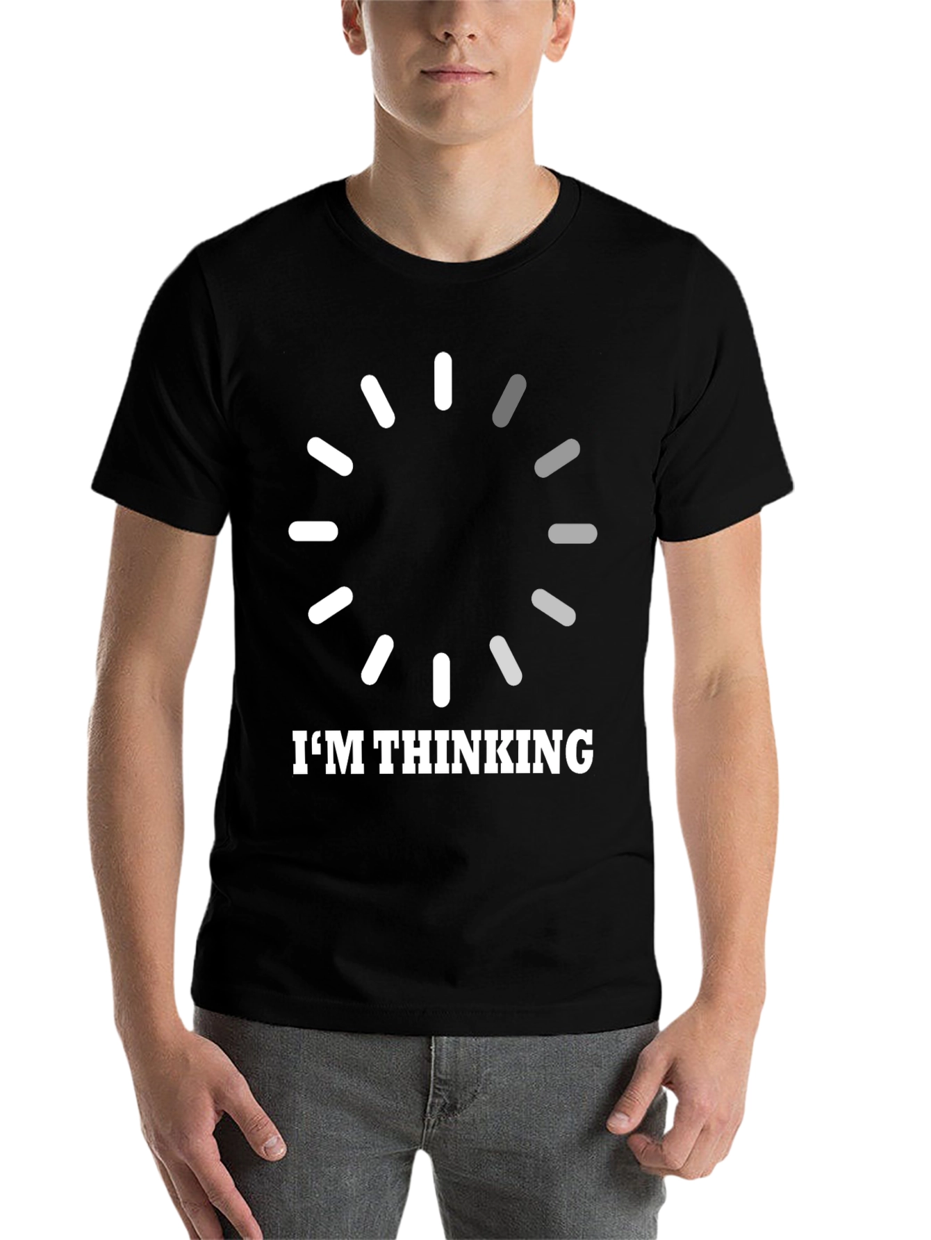 Black I'm Thinking Loading Circle Graphic T-Shirt view 7