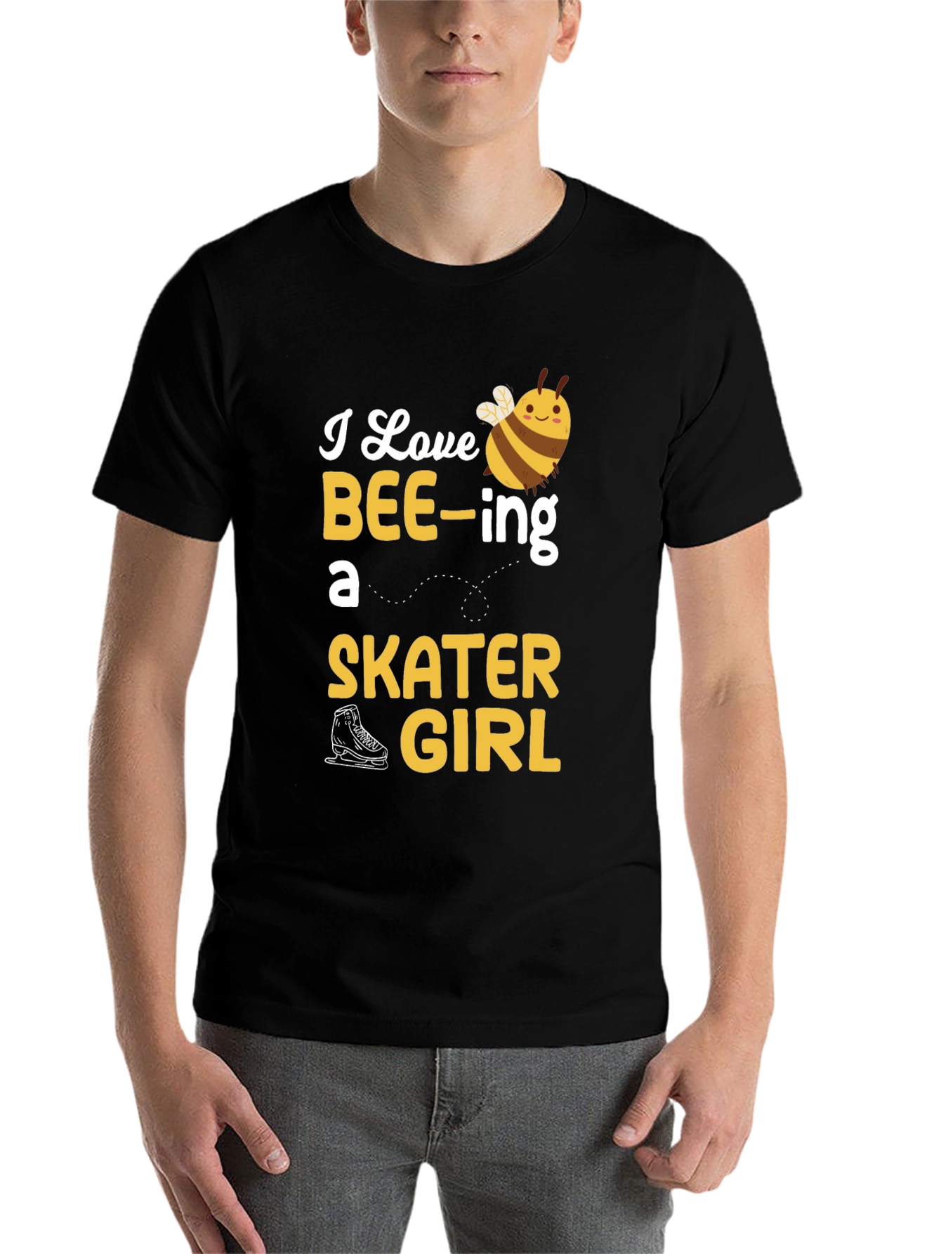 Black I Love BEE-ing a Skater Girl T-Shirt view 7