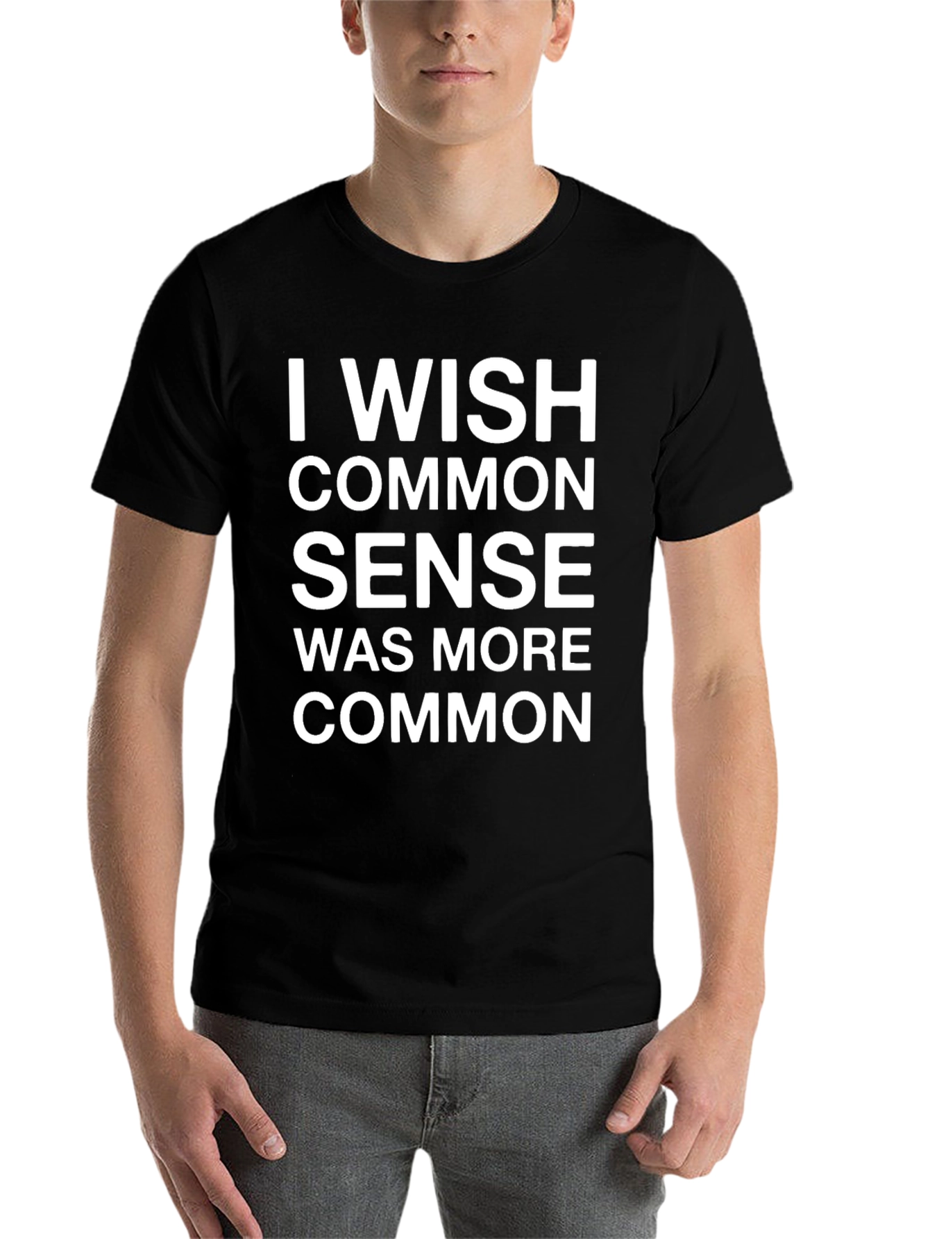 Black Funny "I Wish Common Sense" Graphic Tee - Black view 7
