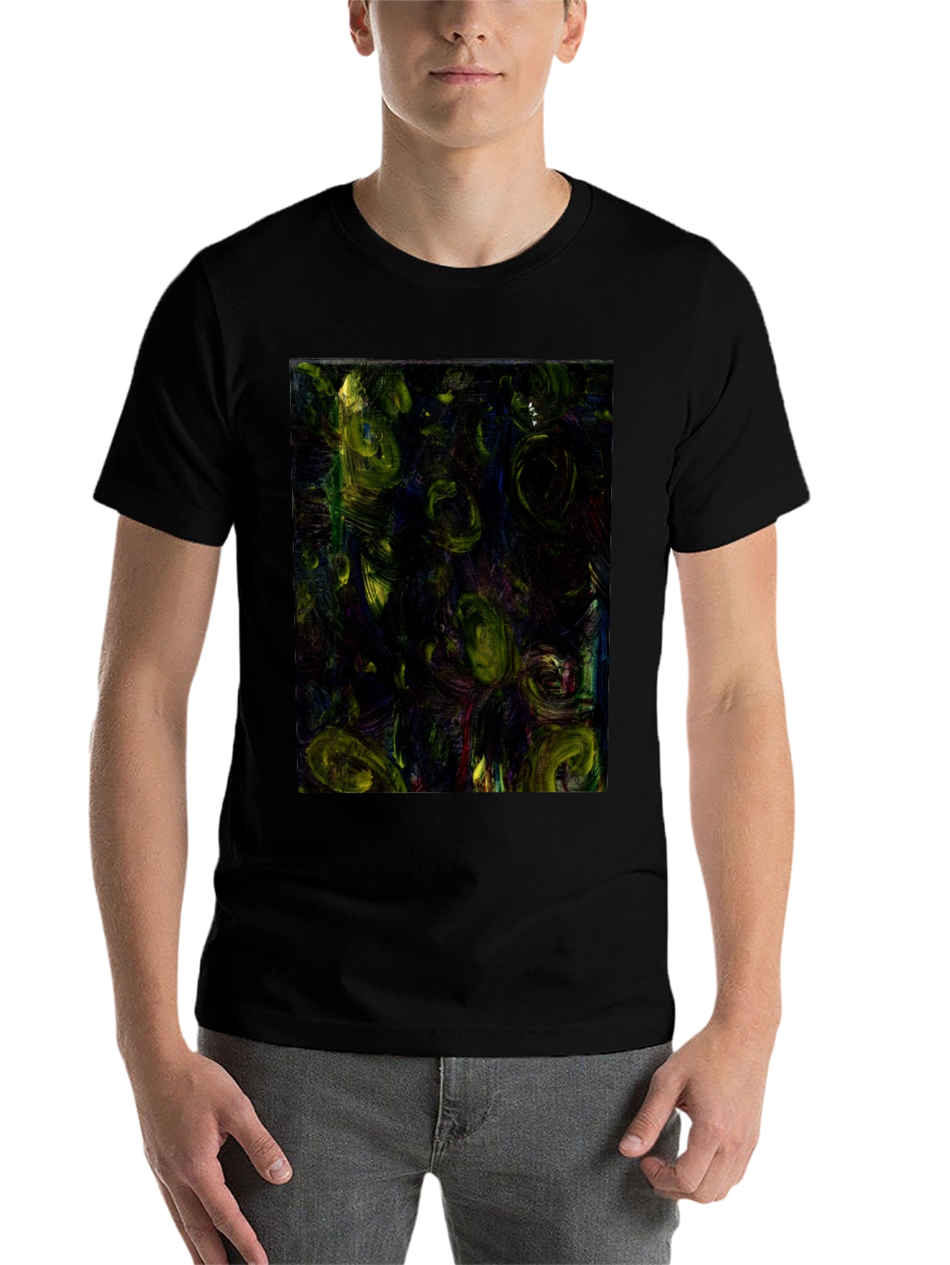 Black Abstract Art Print Black T-Shirt view 7