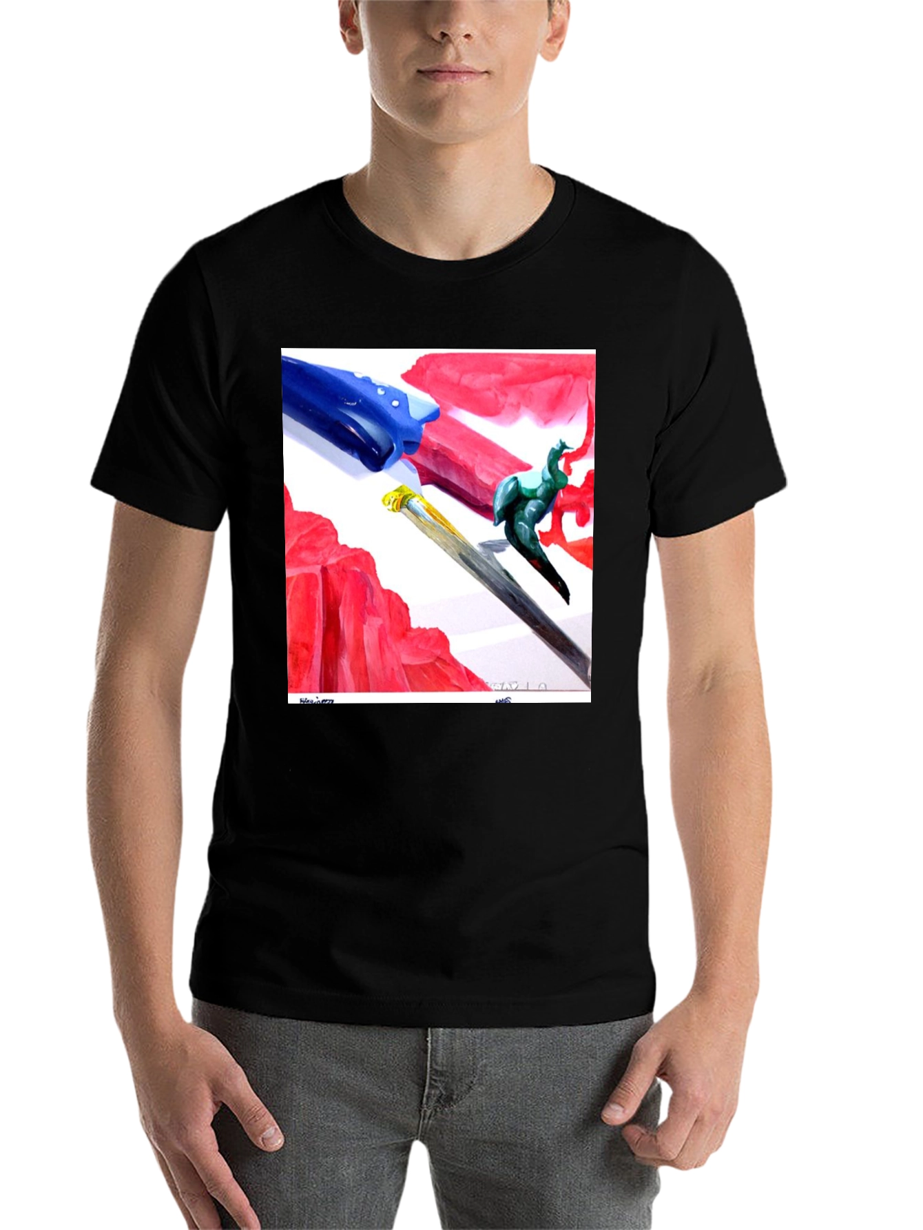 Black Abstract Art T-Shirt - Modern Artistic Tee view 7