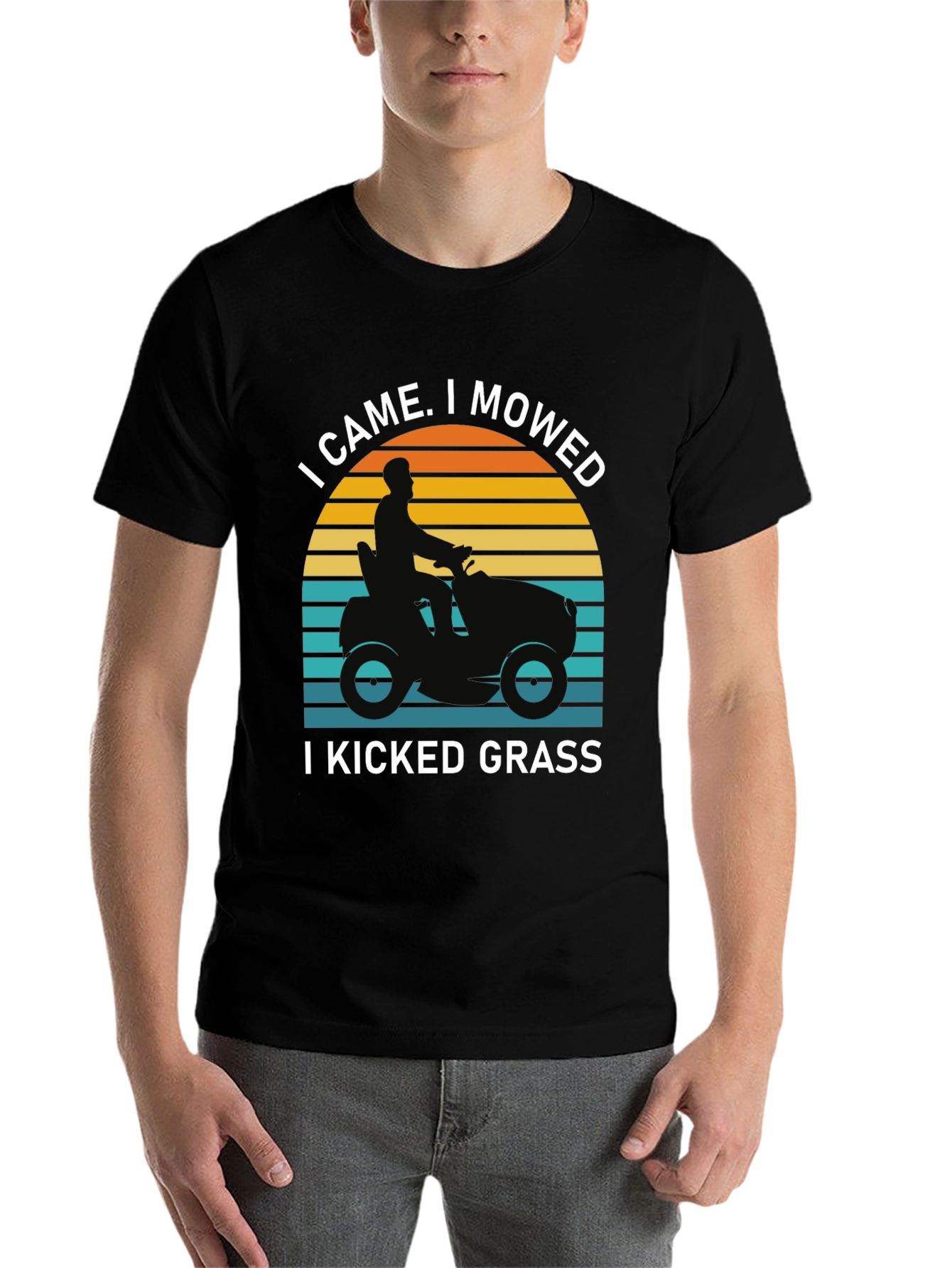 Black I Came I Mowed I Kicked Grass Black T-Shirt view 7